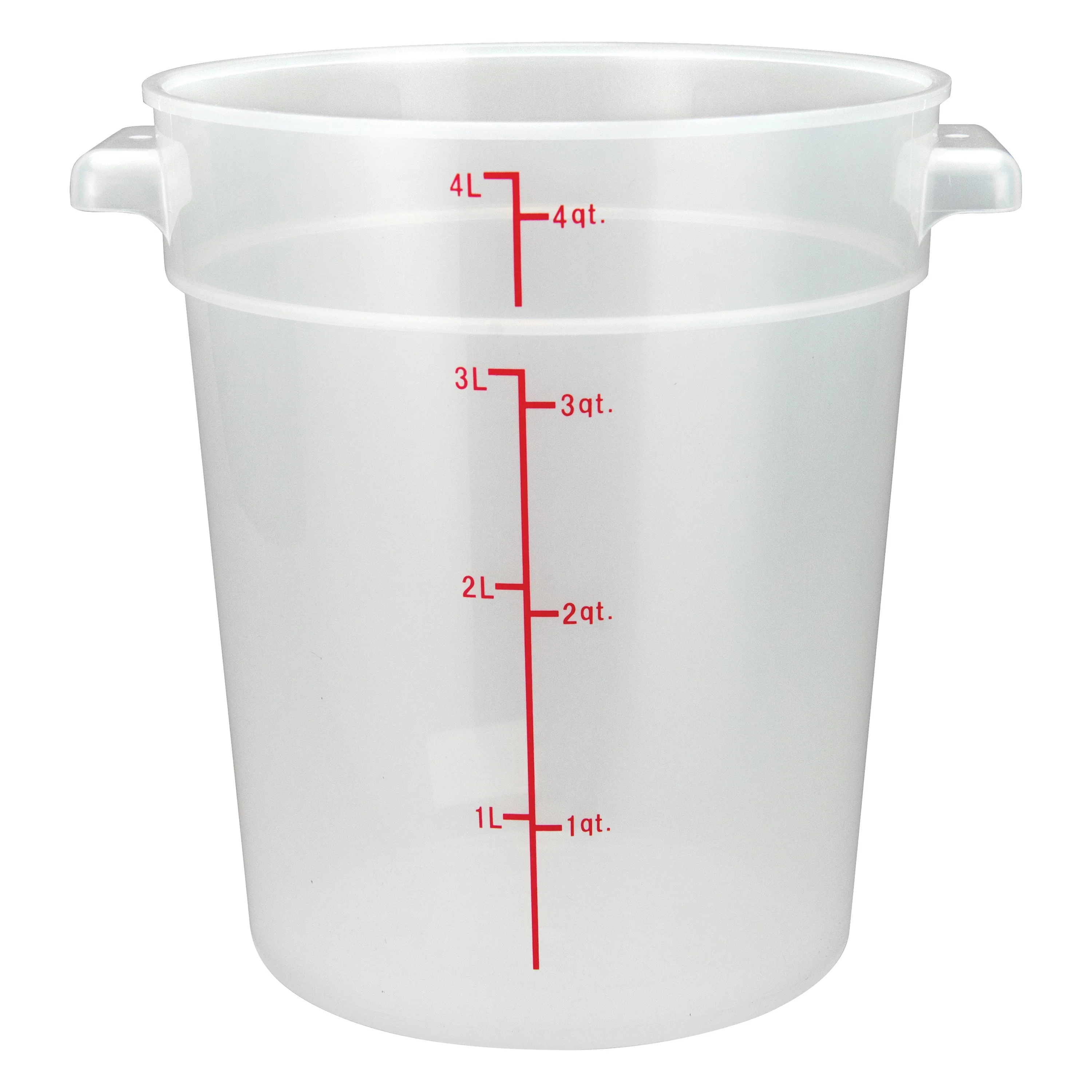 Winco PTRC-4 4 Quart Round Storage Container with Built-in Handles Polypropylene
