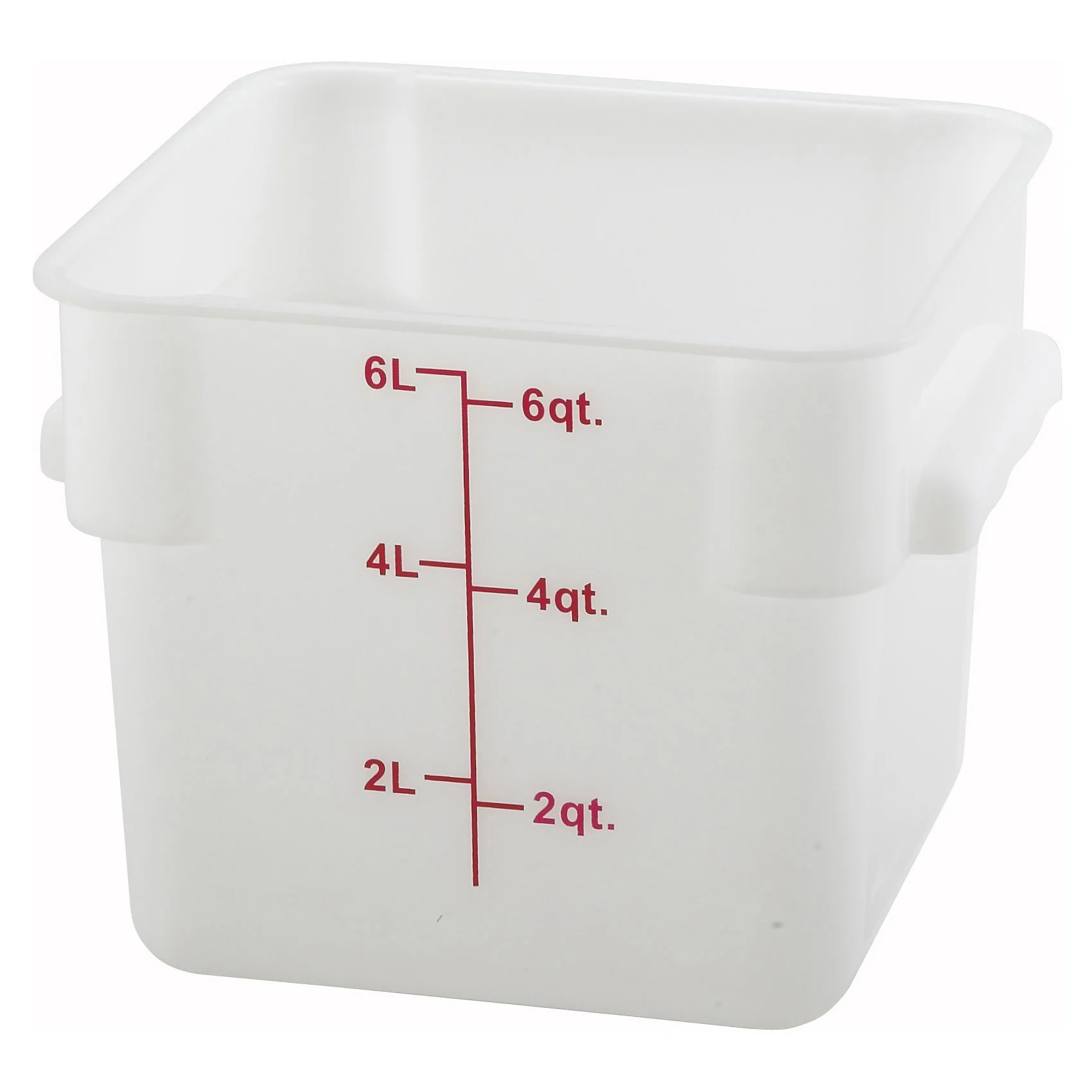 Winco PTSC-6 6 Quart Storage Container Square with Built-in Handles Polypropylene - Image 2