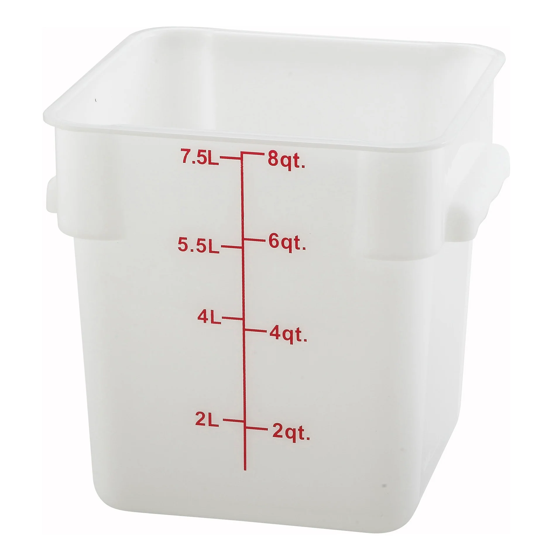 Winco PTSC-8 8 Quart Storage Container Square with Built-in Handles Polypropylene