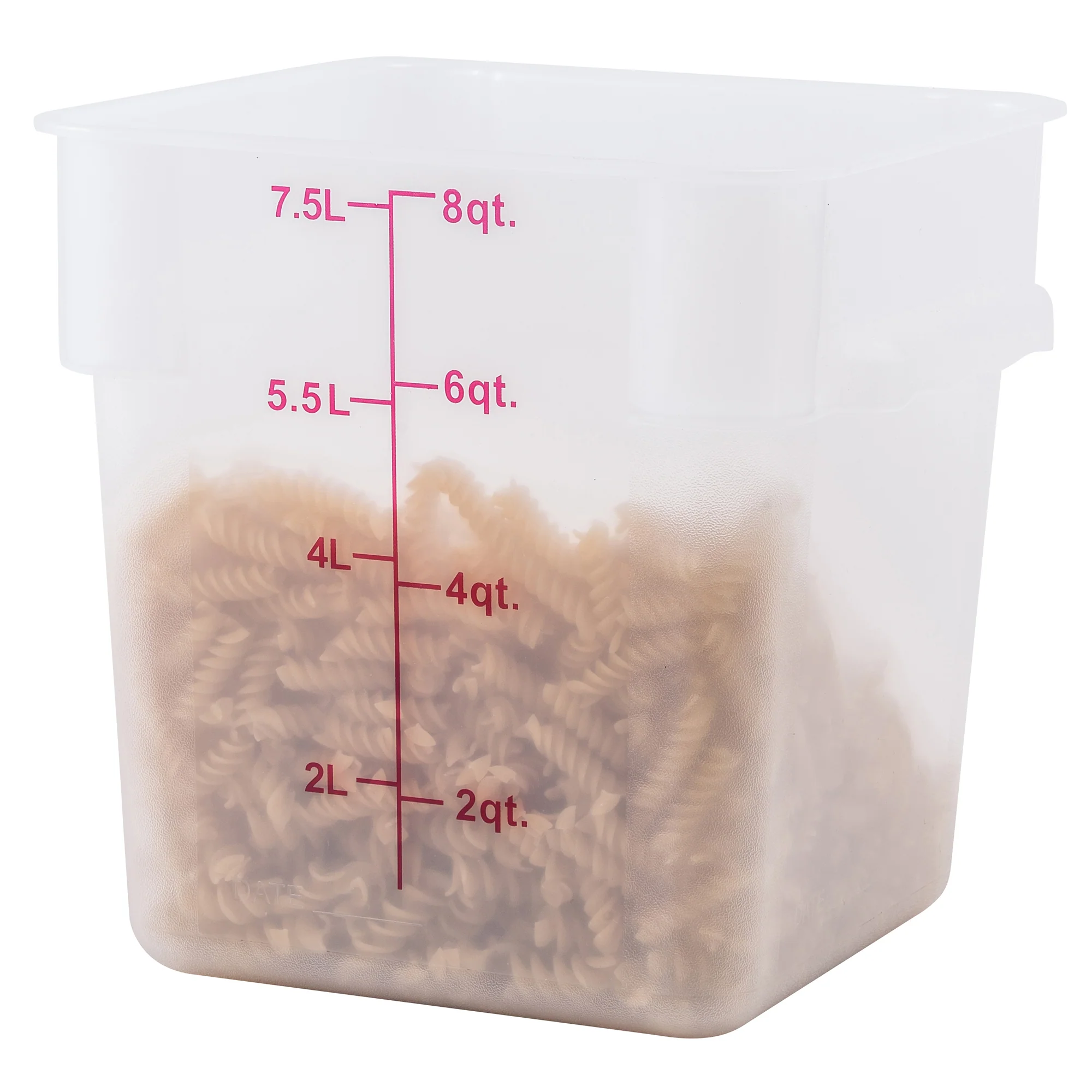 Winco PTSC-8 8 Quart Storage Container Square with Built-in Handles Polypropylene - Image 2