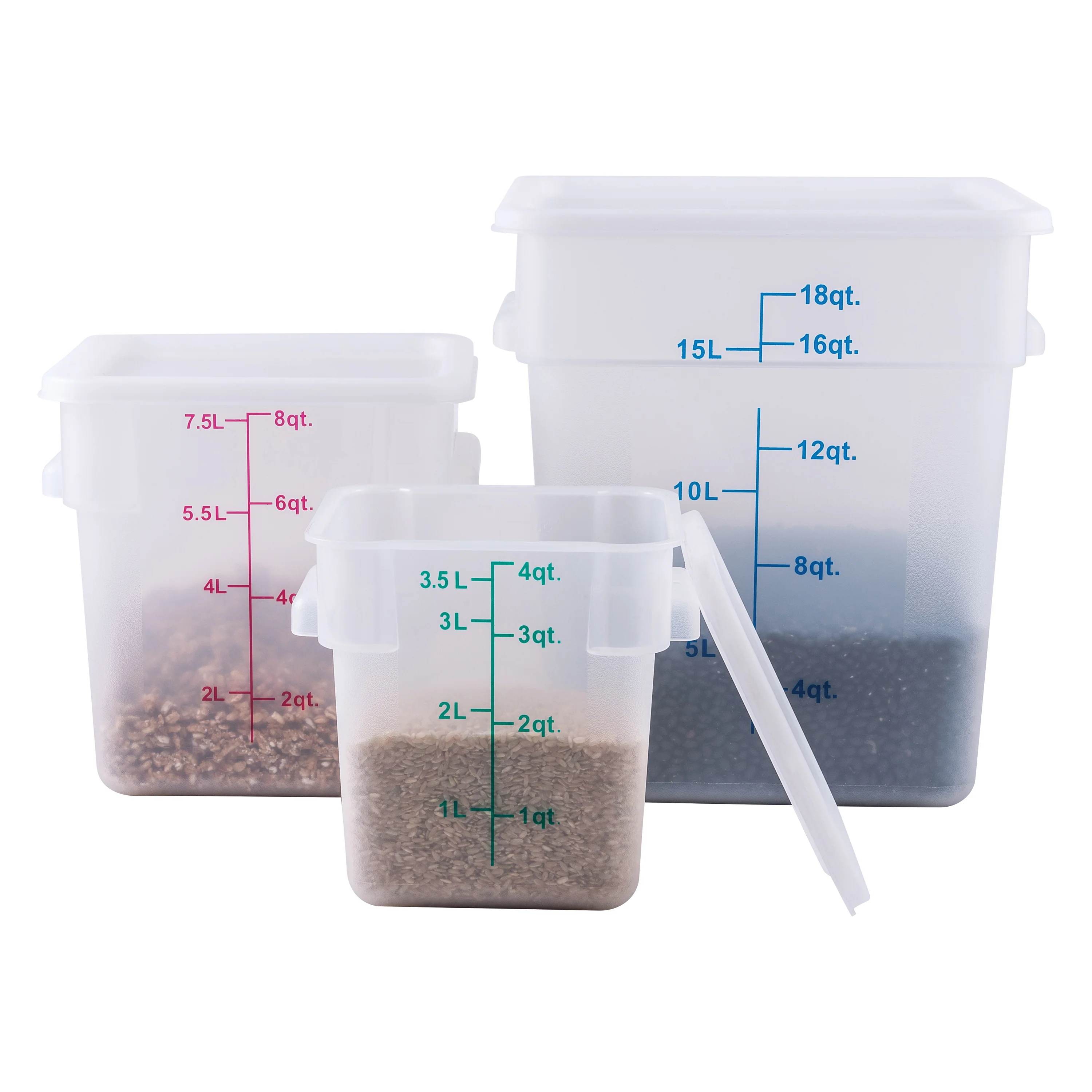 Winco PTSC-8 8 Quart Storage Container Square with Built-in Handles Polypropylene - Image 3