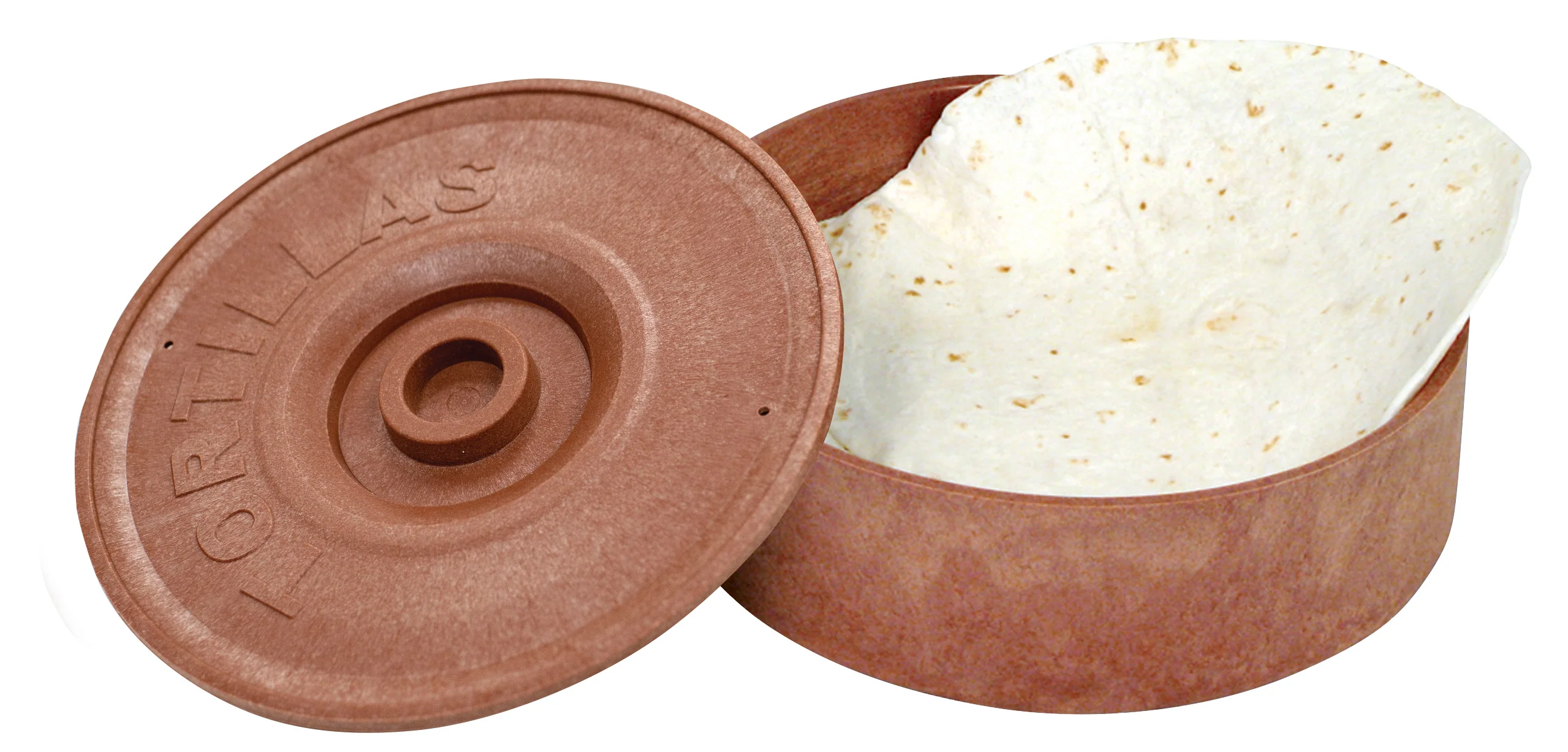 Winco PTW-8 8-1/2 Inch Diameter Tortilla Warmer with Recessed Handle Brown Polypropylene - Image 2