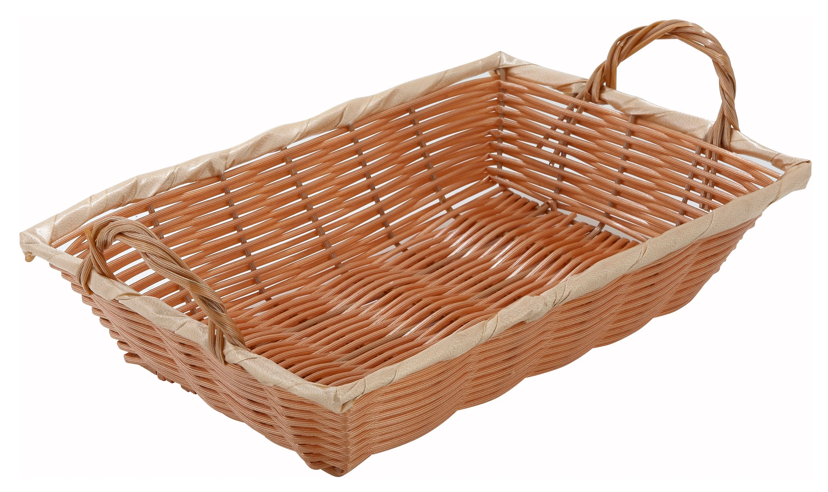 Winco PWBN-12B 12 Inch Woven Basket With Handles Rectangular Polypropylene Natural - Image 2