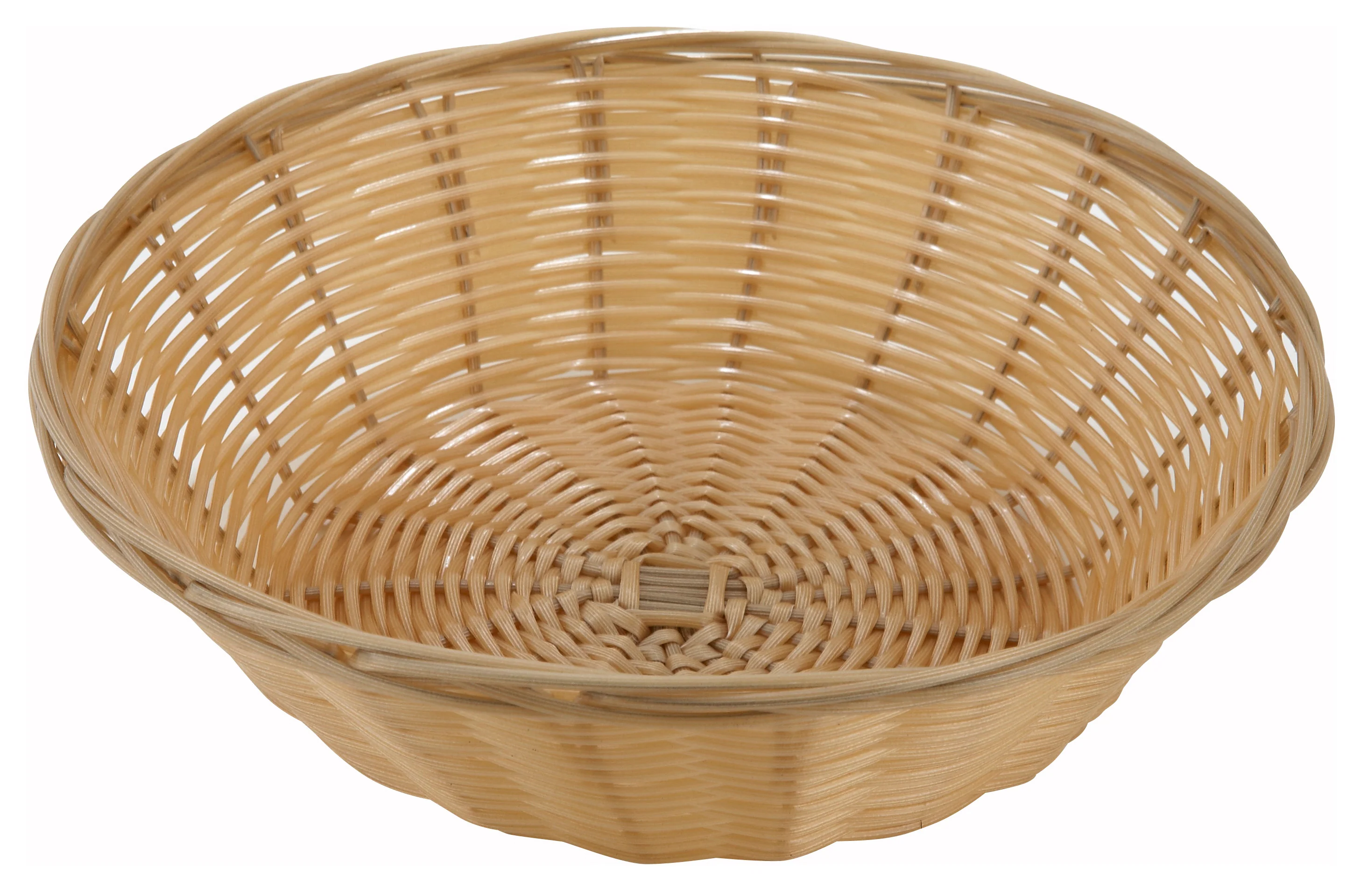 Winco PWBN-9R 9 Inch Diameter Round Woven Basket Tan Polypropylene - Image 2