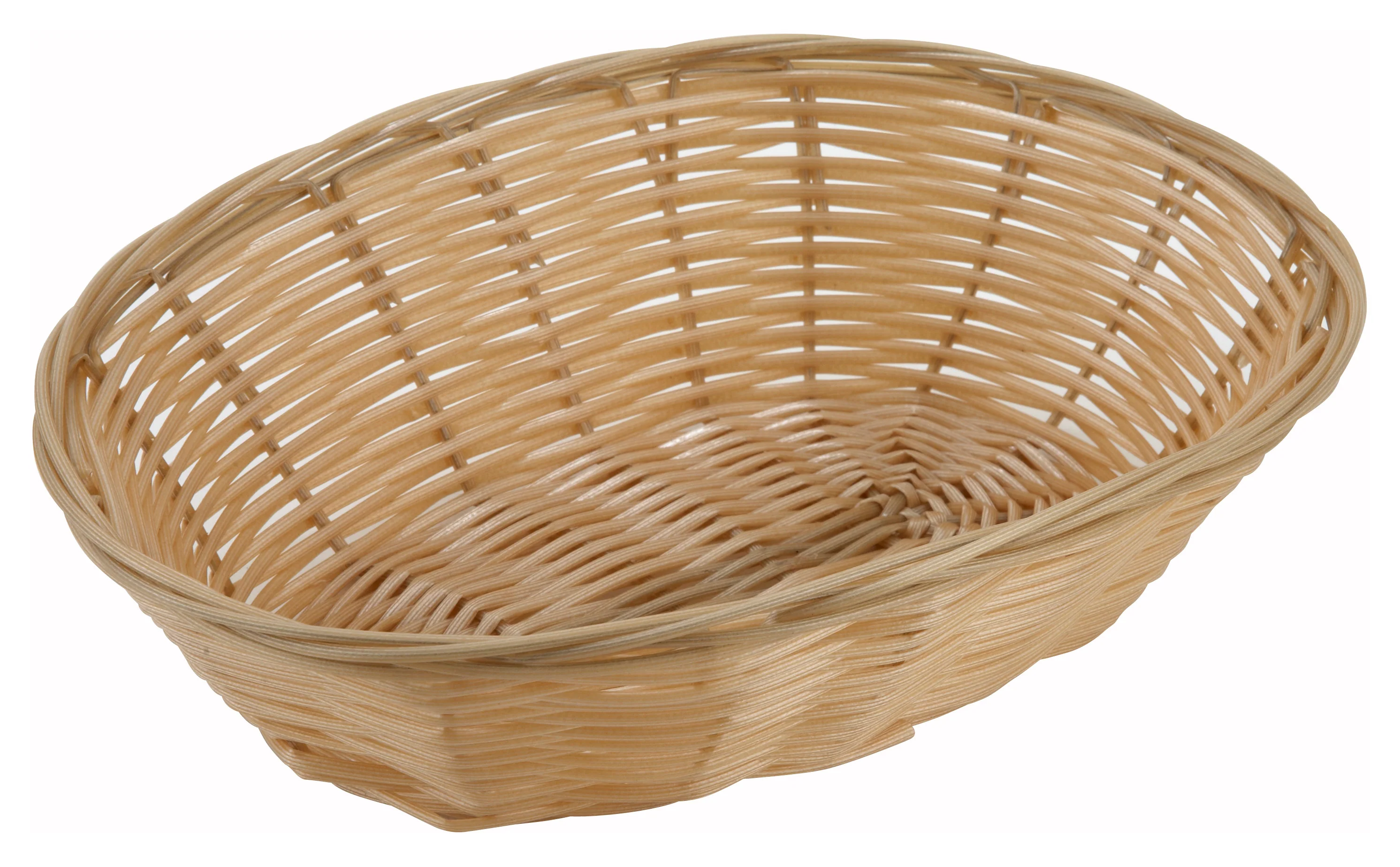 Winco PWBN-9V 9-1/2 Inch Oval Woven Basket Polypropylene Tan - Image 2