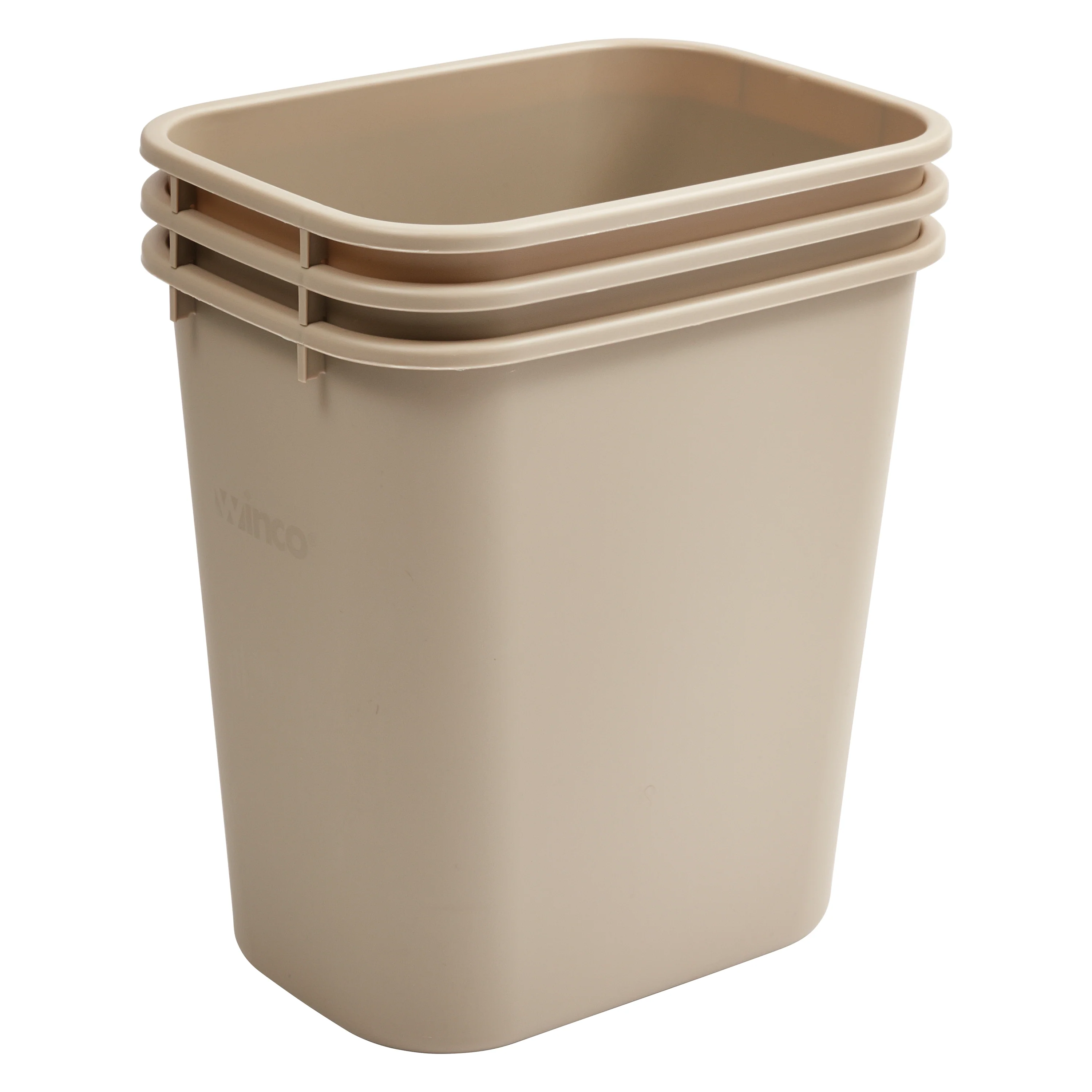 Winco PWR-28BE 28 Qt. Wastebasket Rectangular Beige LDPE - Image 2