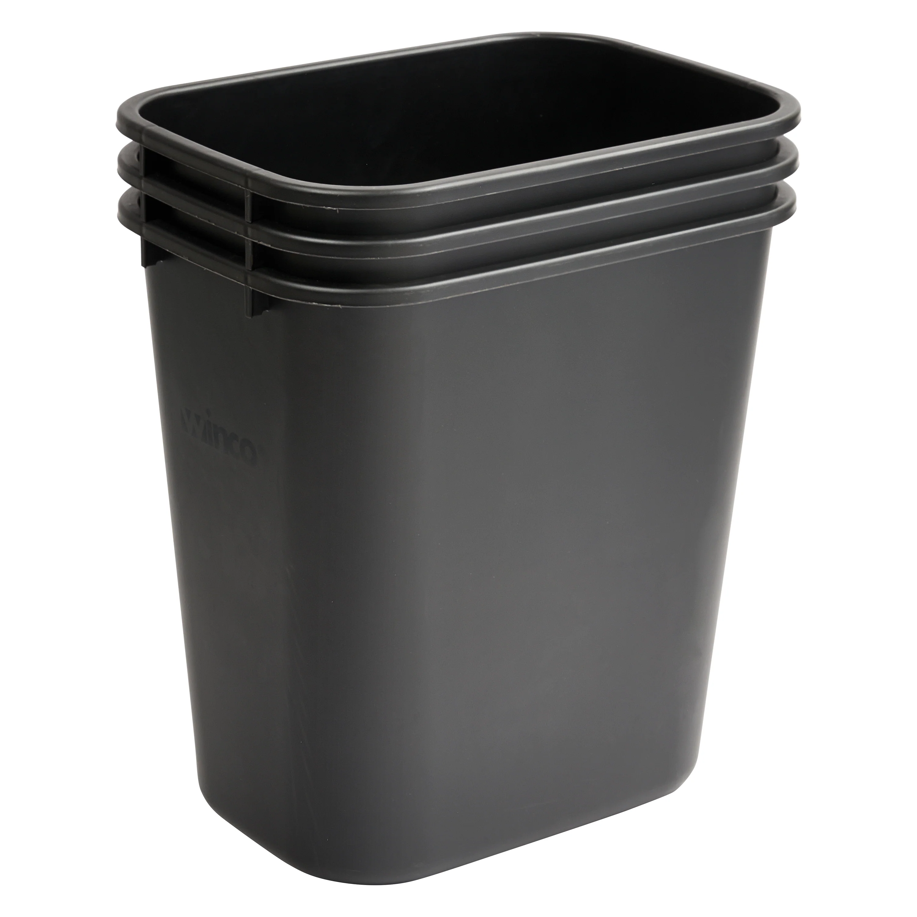 Winco PWR-28K 28 Qt Waste Basket Rectangular LDPE Black - Image 2