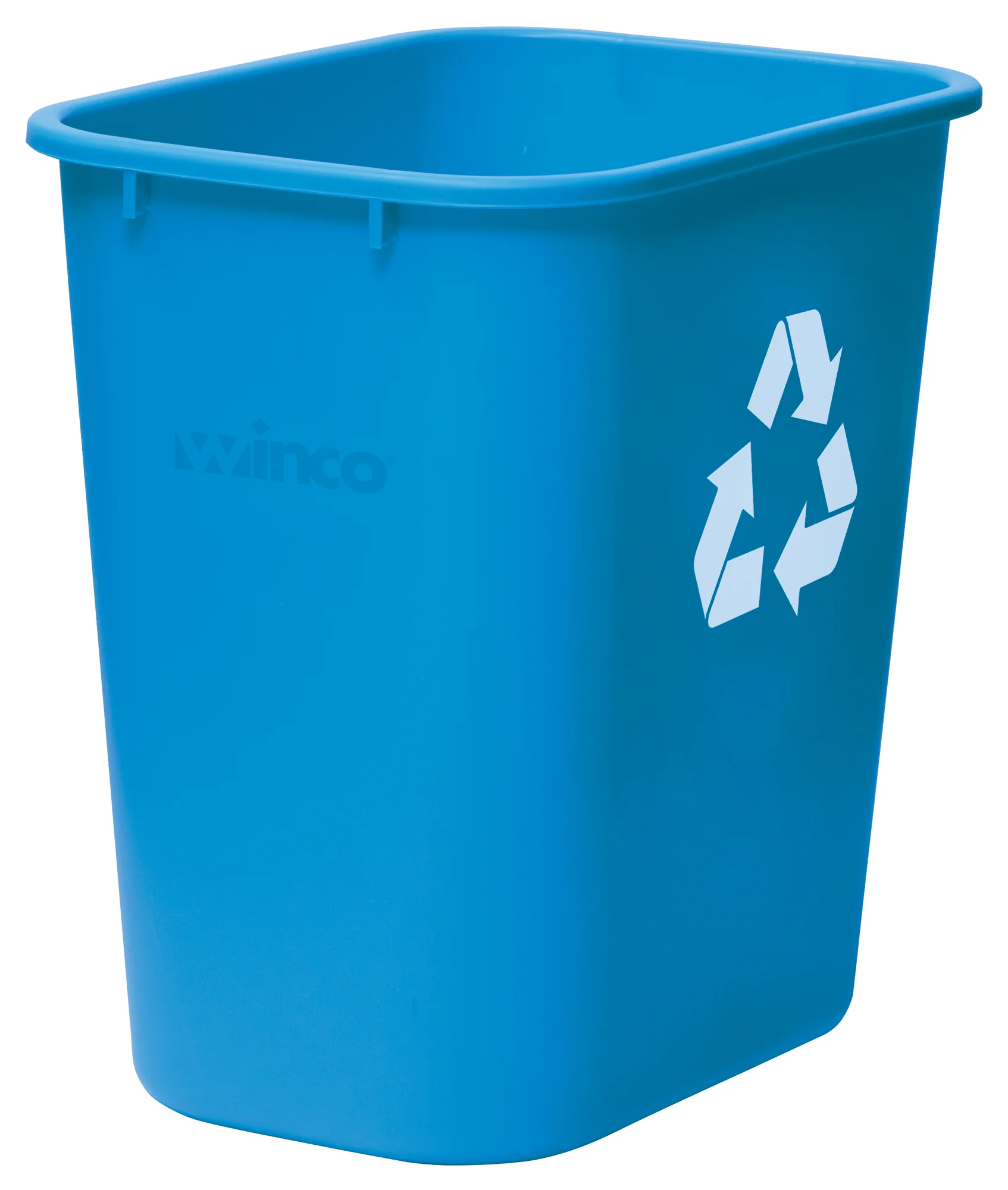 Winco PWR-28L 28 Qt Recycling Wastebasket Blue LDPE Rounded Edges - Image 3