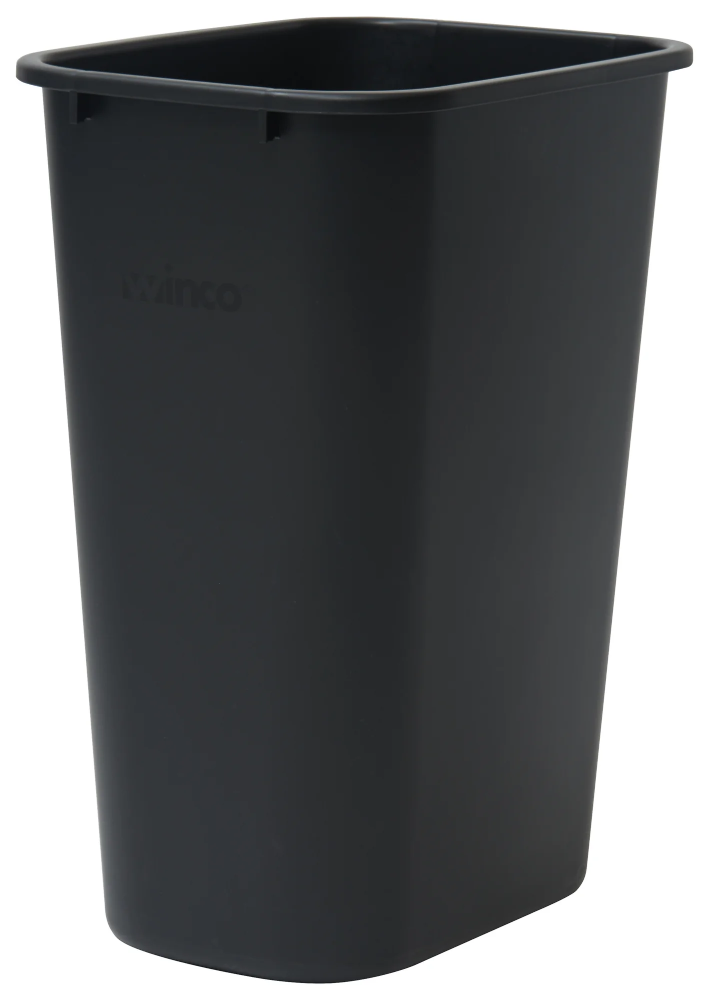 Winco PWR-41K 41 Quart Wastebasket Black LDPE Rectangular Rounded Edges - Image 4