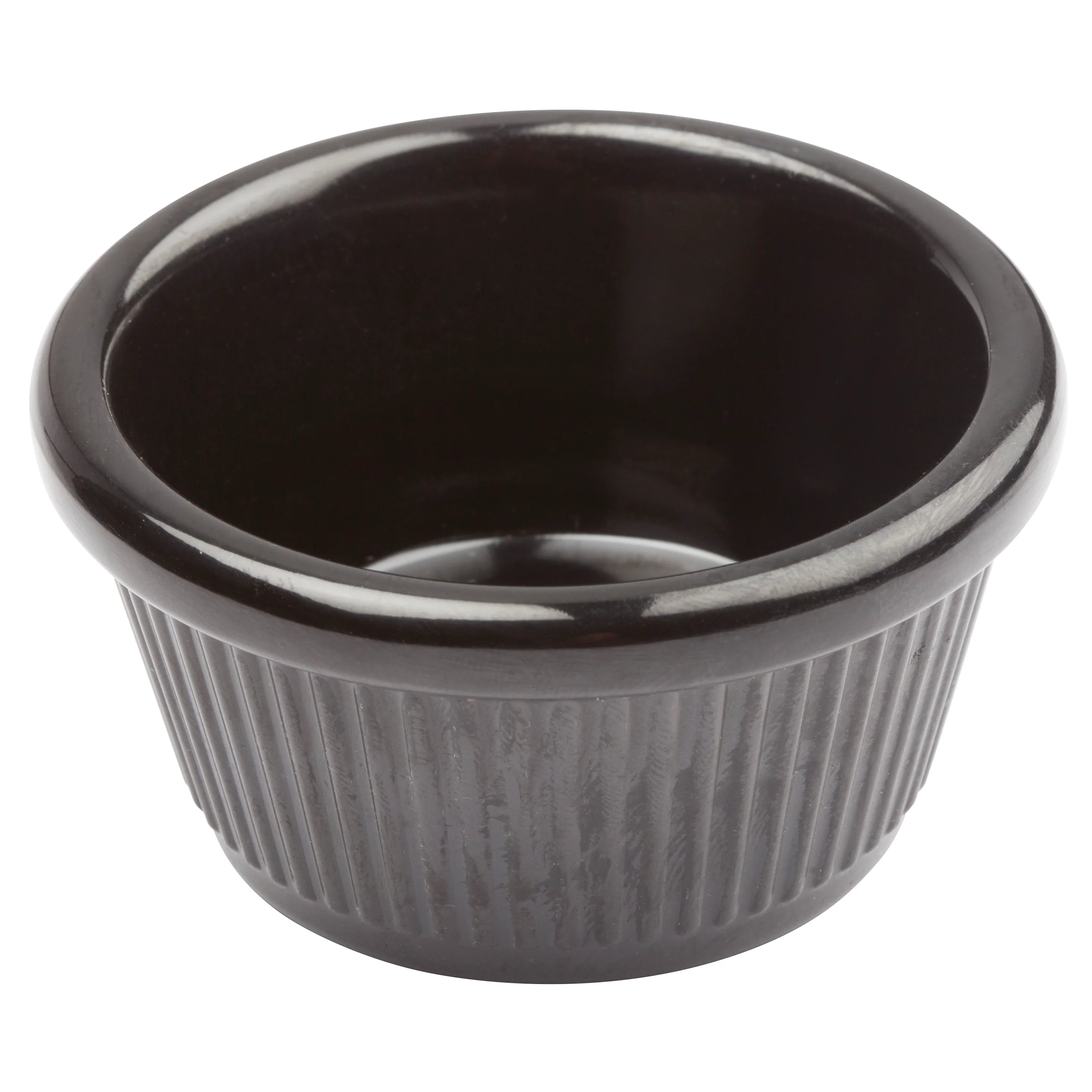 Winco RFM-1K 1-1/2 Oz Fluted Ramekin Melamine Black Dishwasher Safe - Image 2