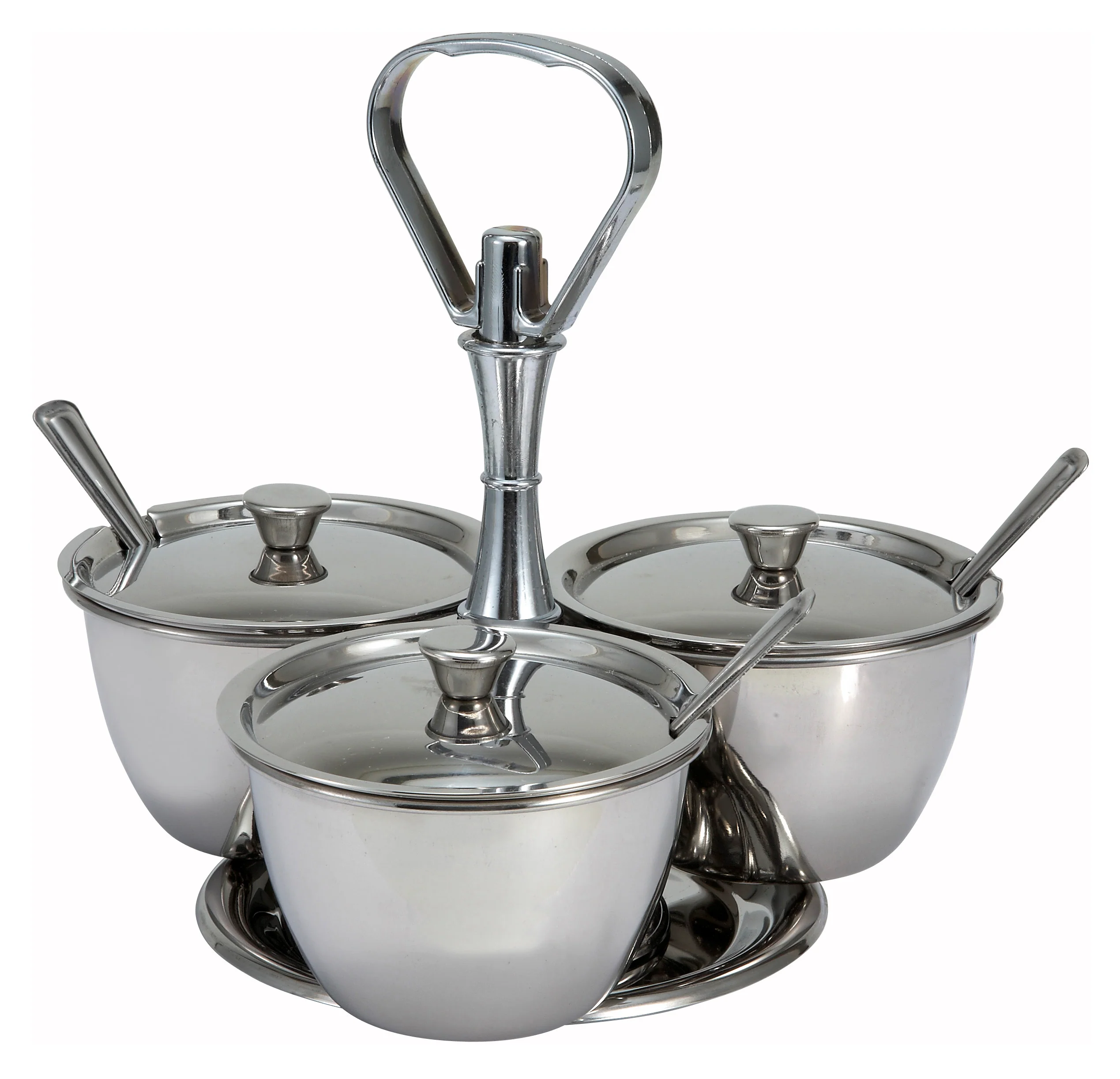 Winco RS-3 8 Oz Stainless Steel Relish Server 3 Compartment Dish - Image 2