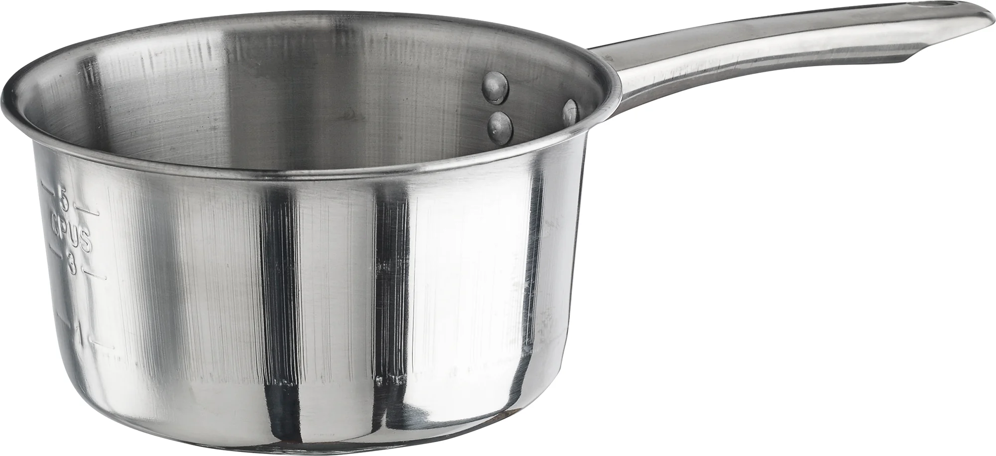 Winco SAP-2 2 Qt Sauce Pan Riveted Handle Stainless Steel Mirror Finish - Image 2