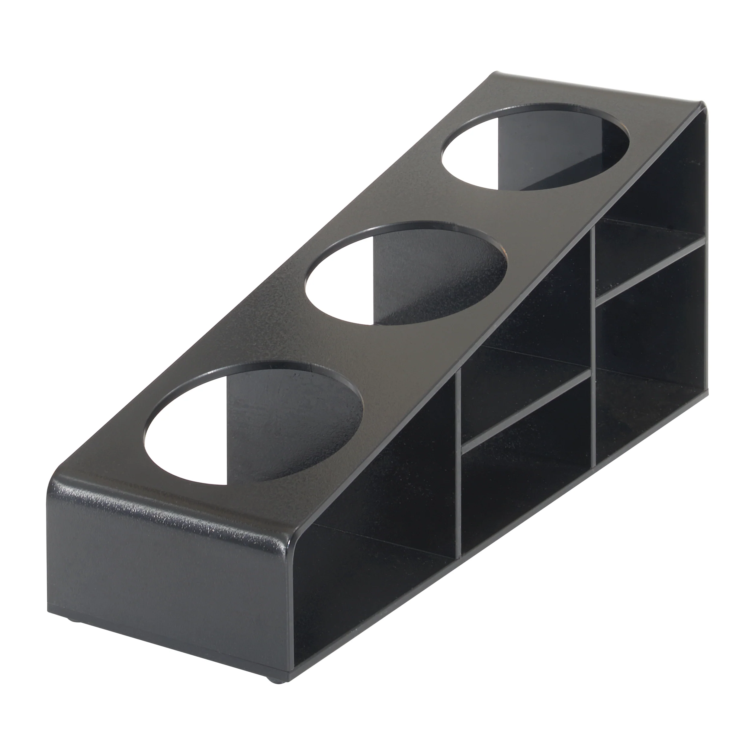 Winco SBO-3C Syrup/Condiment Bottle Organizer, 3-Compartments, 3.5"Dia, Plastic, Black