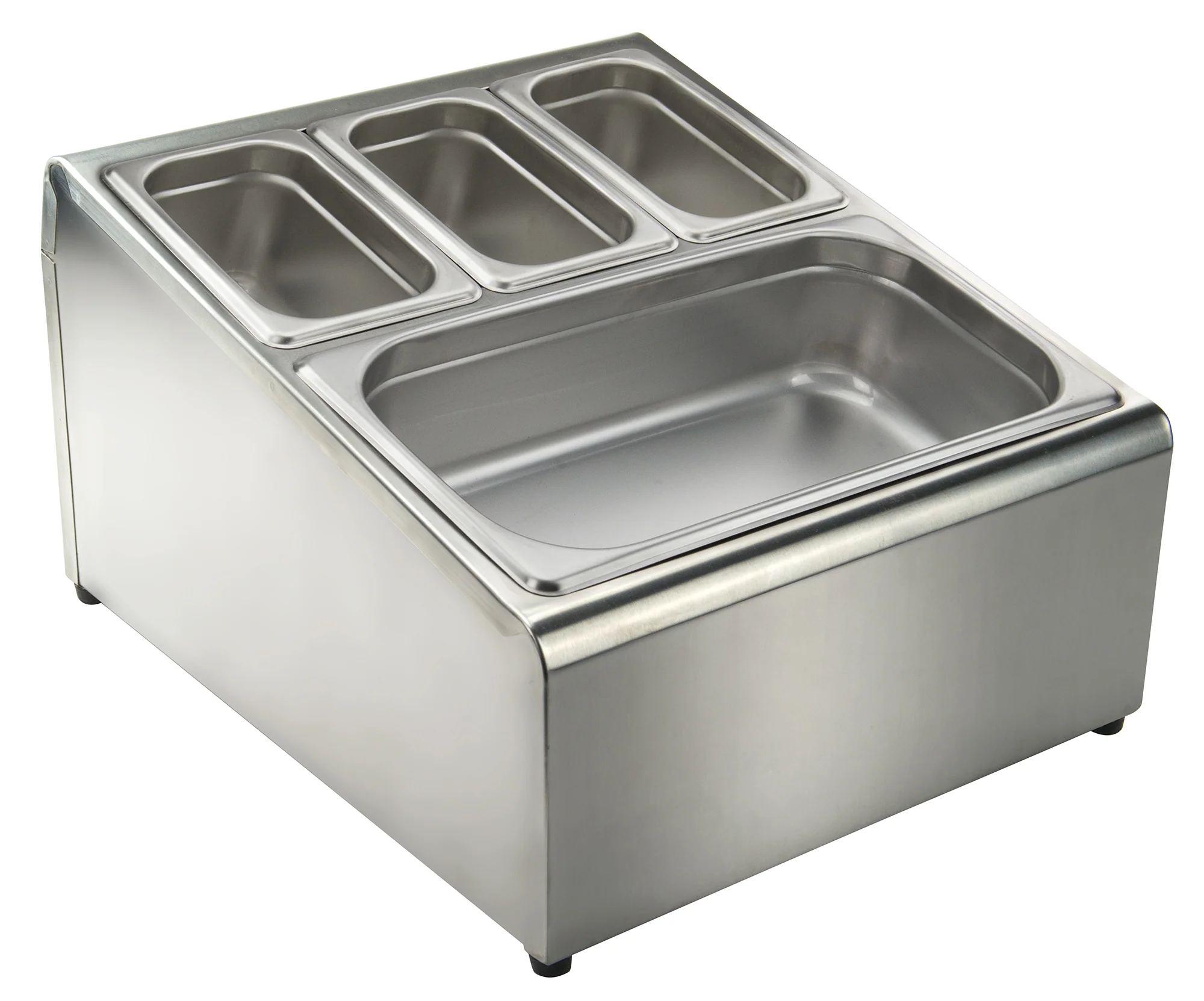 Winco SCPH-33 16 Inch Stainless Steel Condiment Organizer Bin with 2 Sections - Image 2
