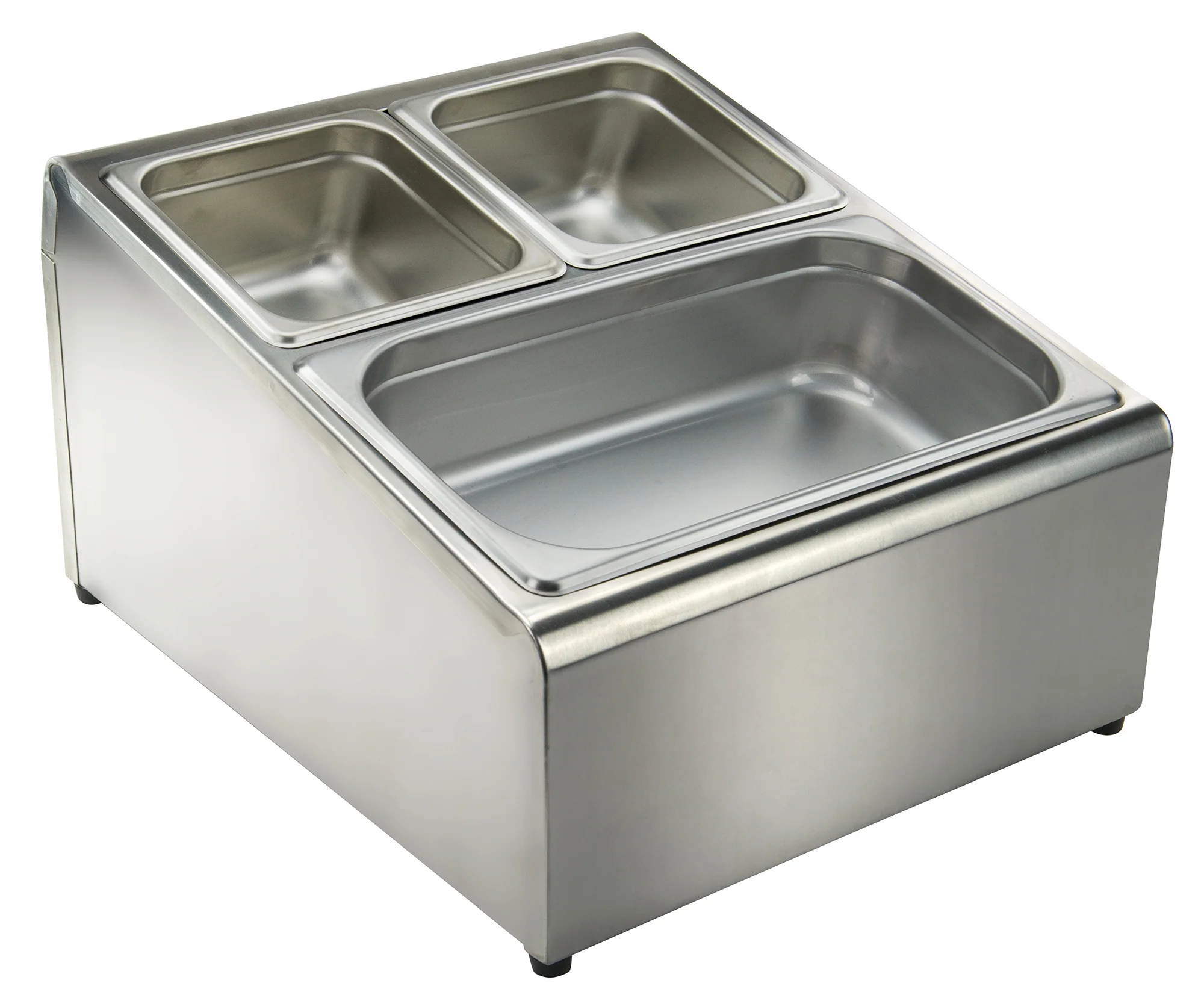 Winco SCPH-33 16 Inch Stainless Steel Condiment Organizer Bin with 2 Sections - Image 3