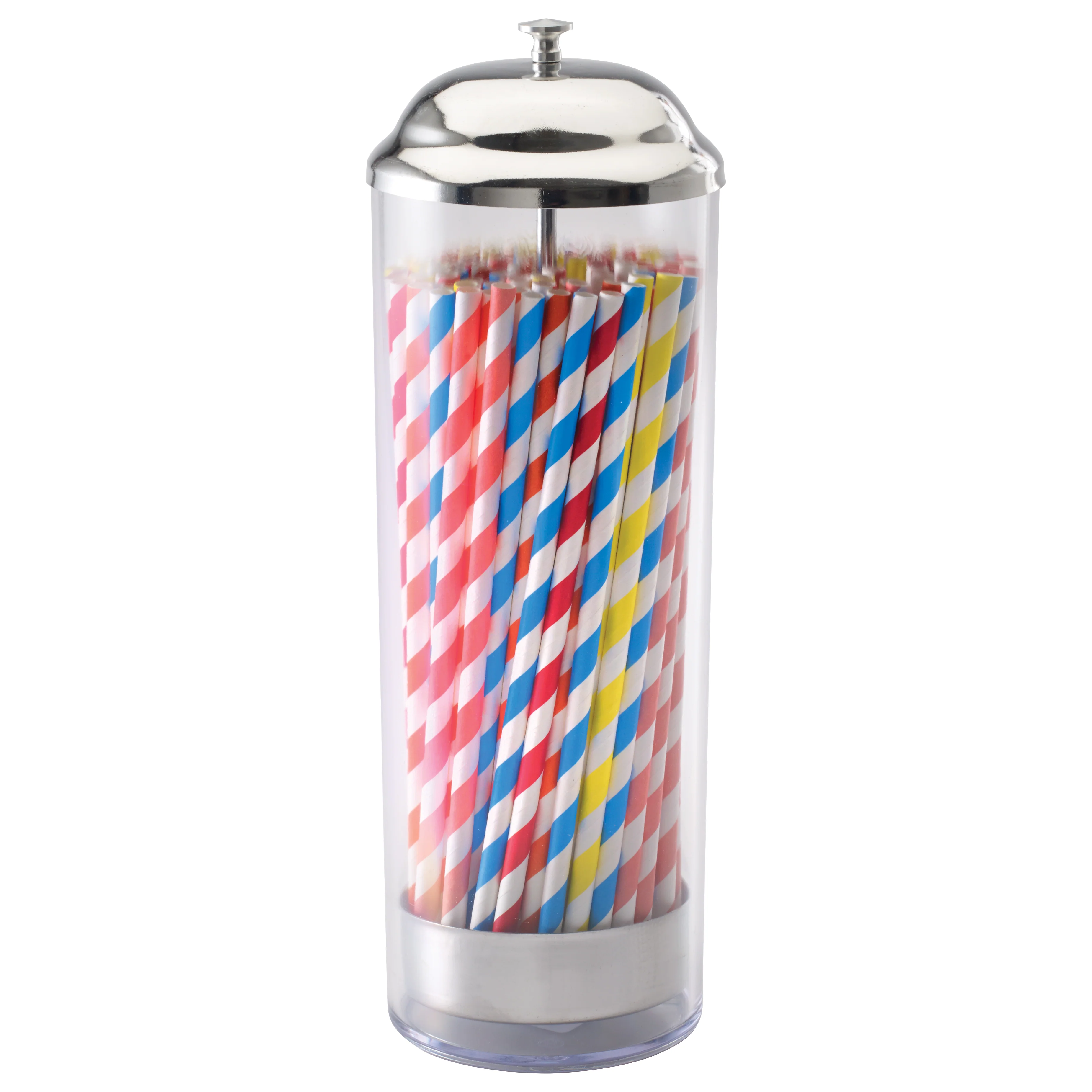 Winco SDP-3 3-3/8 Inch Diameter Round Straw Dispenser Break Resistant BPA Free Plastic - Image 3