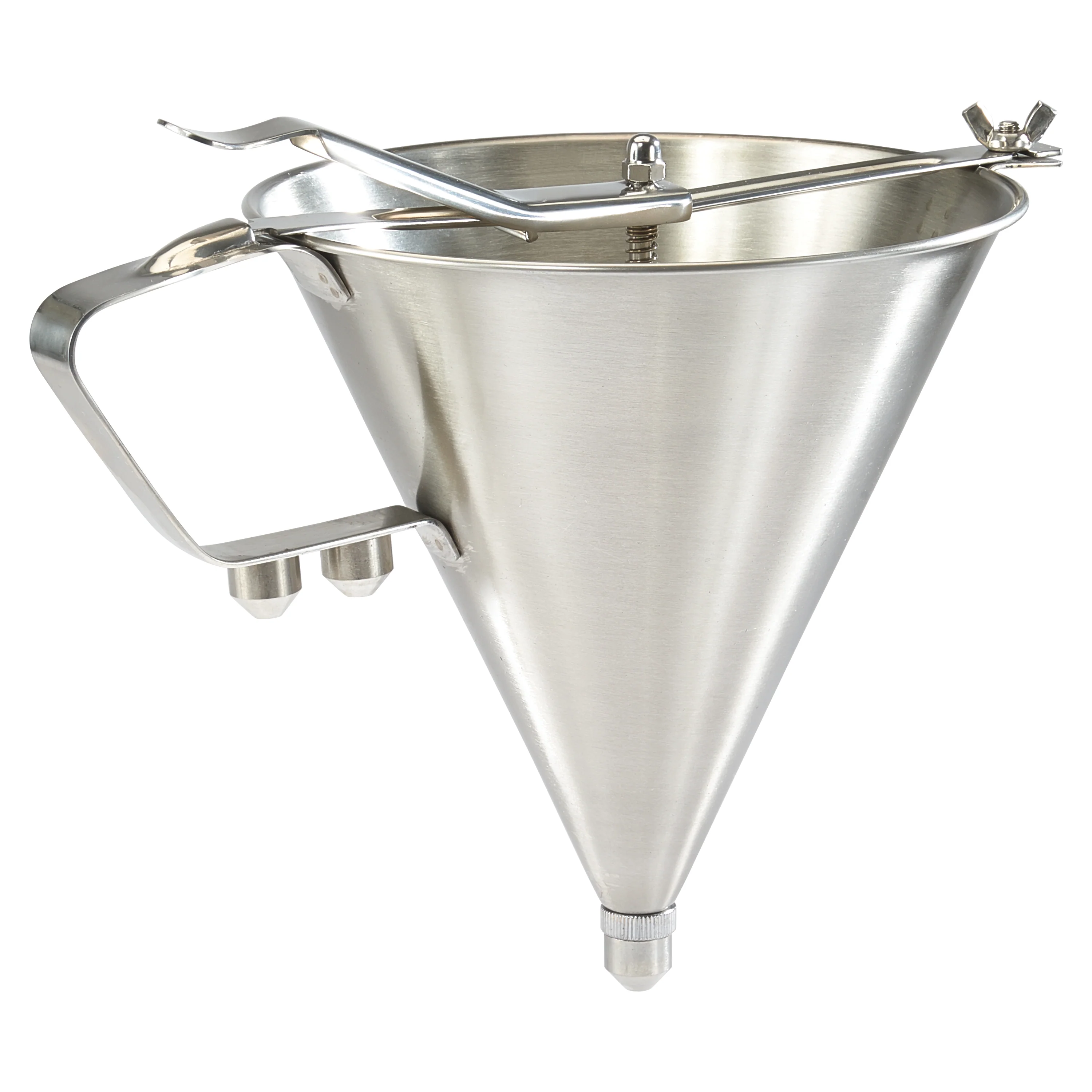 Winco 1.6 Liter Stainless Steel Confectionery Funnel - 3 Nozzles - Image 2
