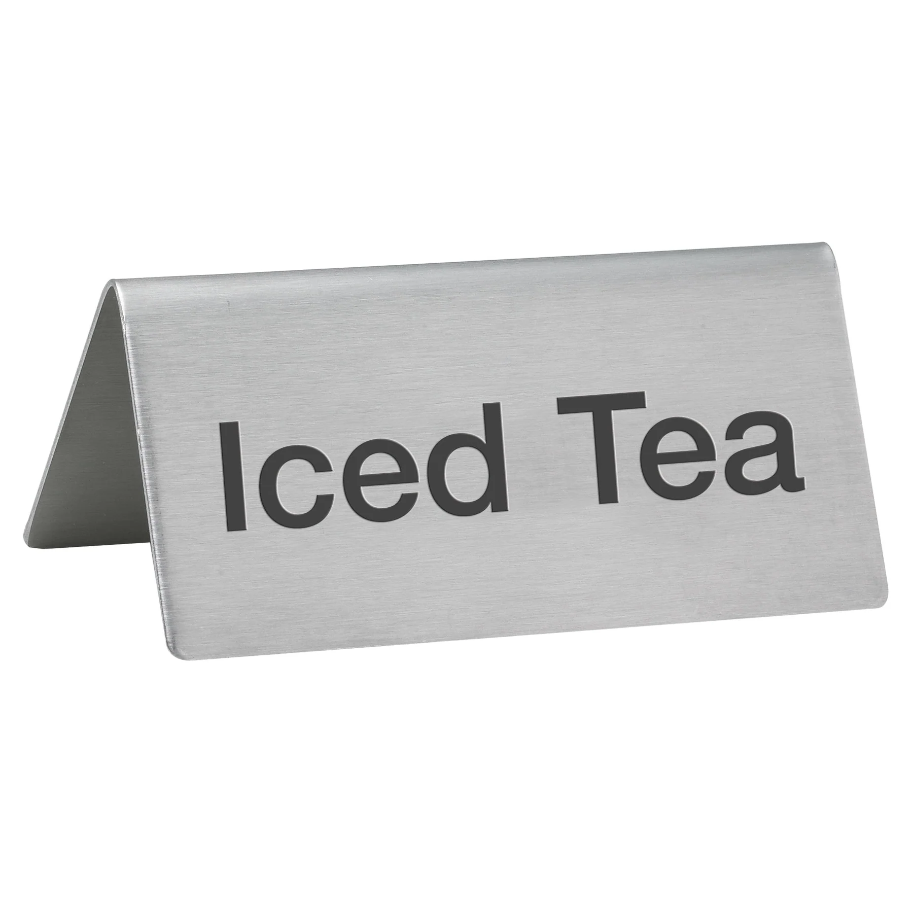 Winco SGN-105 3 Inch Beverage Sign Iced Tea Tabletop Stainless Steel with Printed Design - Image 2