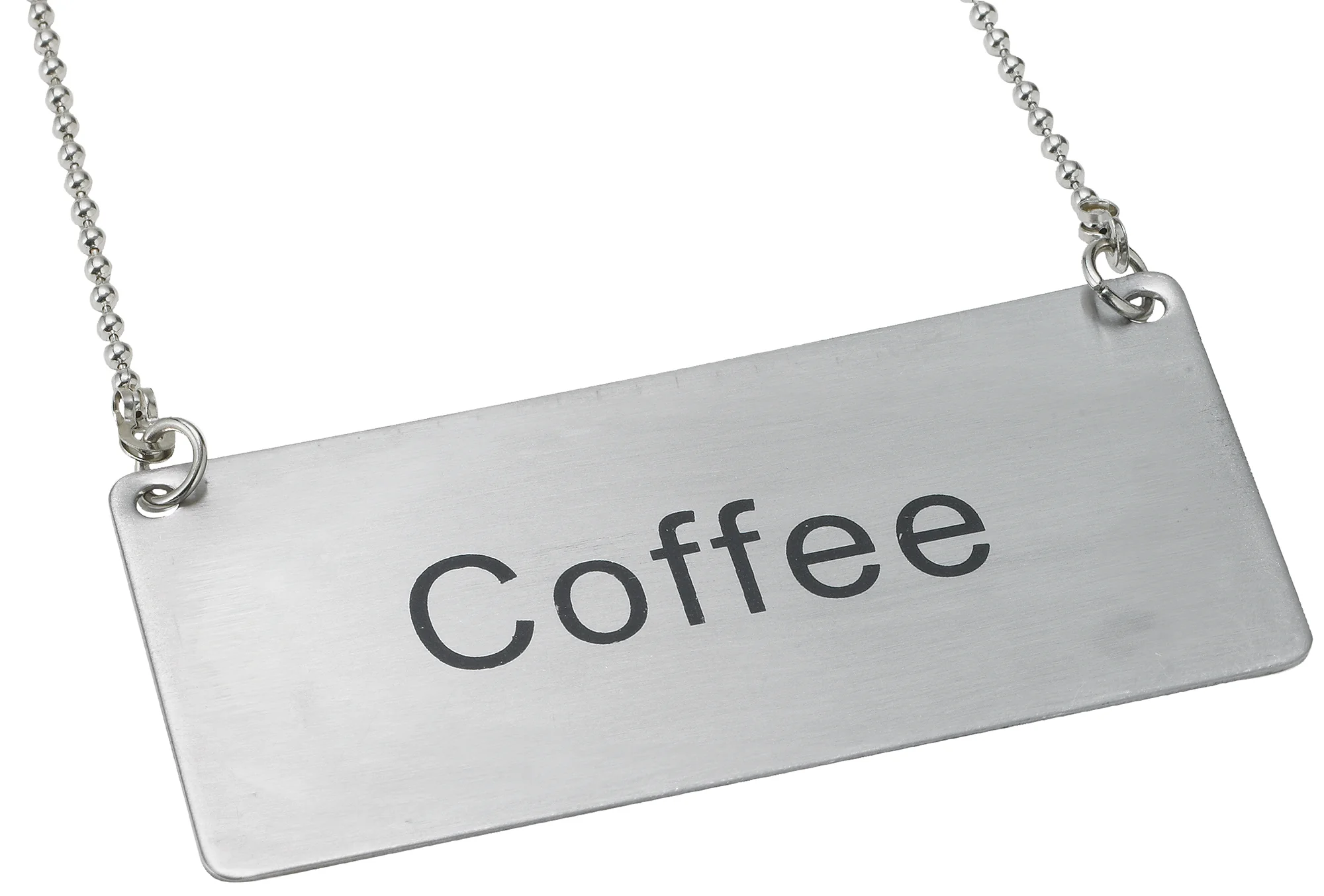 Winco SGN-203 3-1/2 Inch Beverage Chain Sign Coffee with 12 Inch Chain Stainless Steel - Image 2