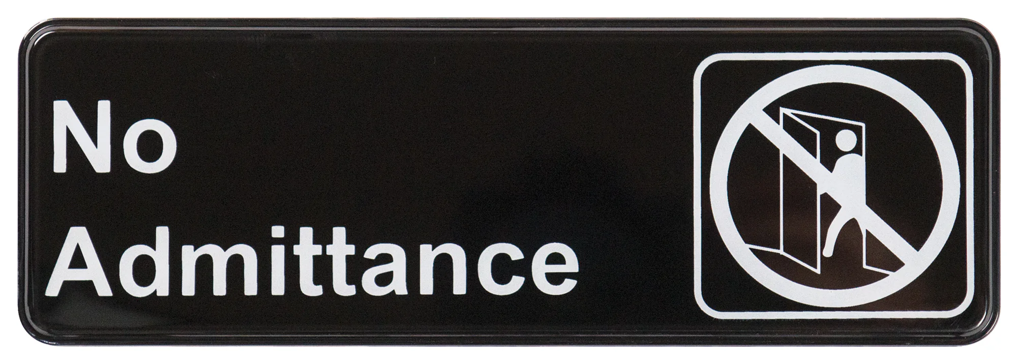 Winco SGN-331 9 Inch No Admittance Compliance Sign White on Black - Image 2