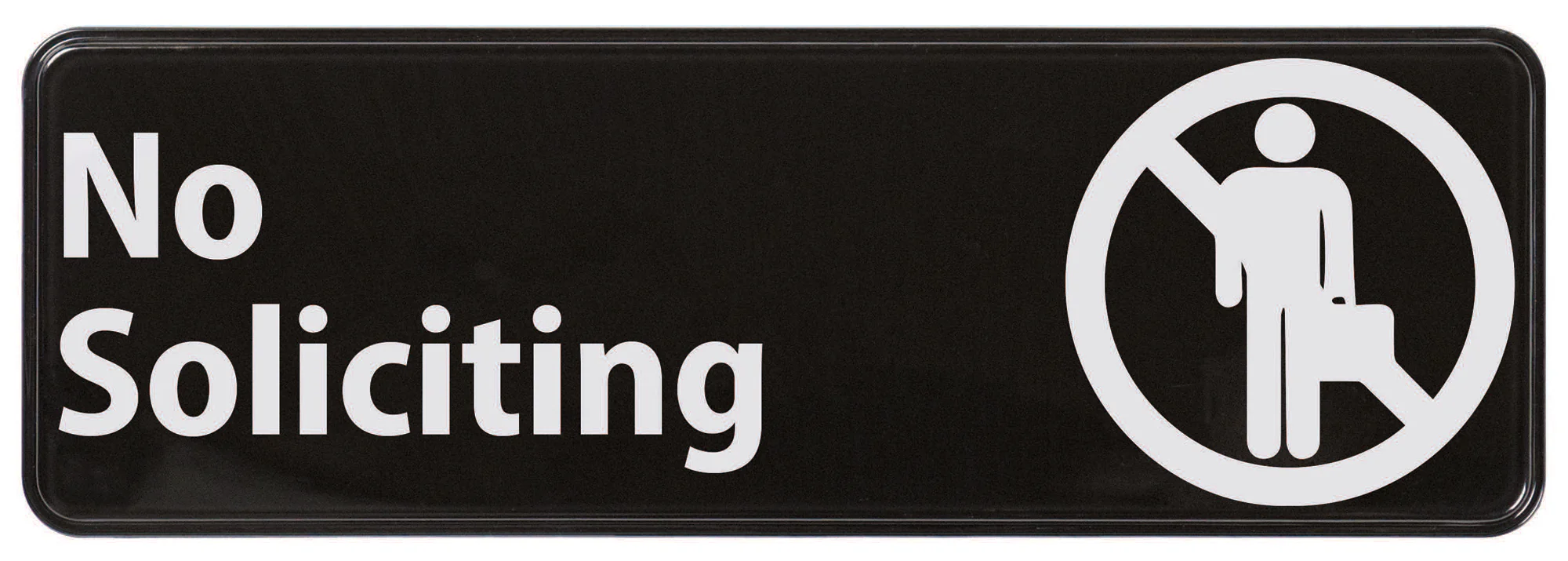 Winco SGN-336 9 Inch Information Sign No Soliciting Black with White Imprint - Image 2