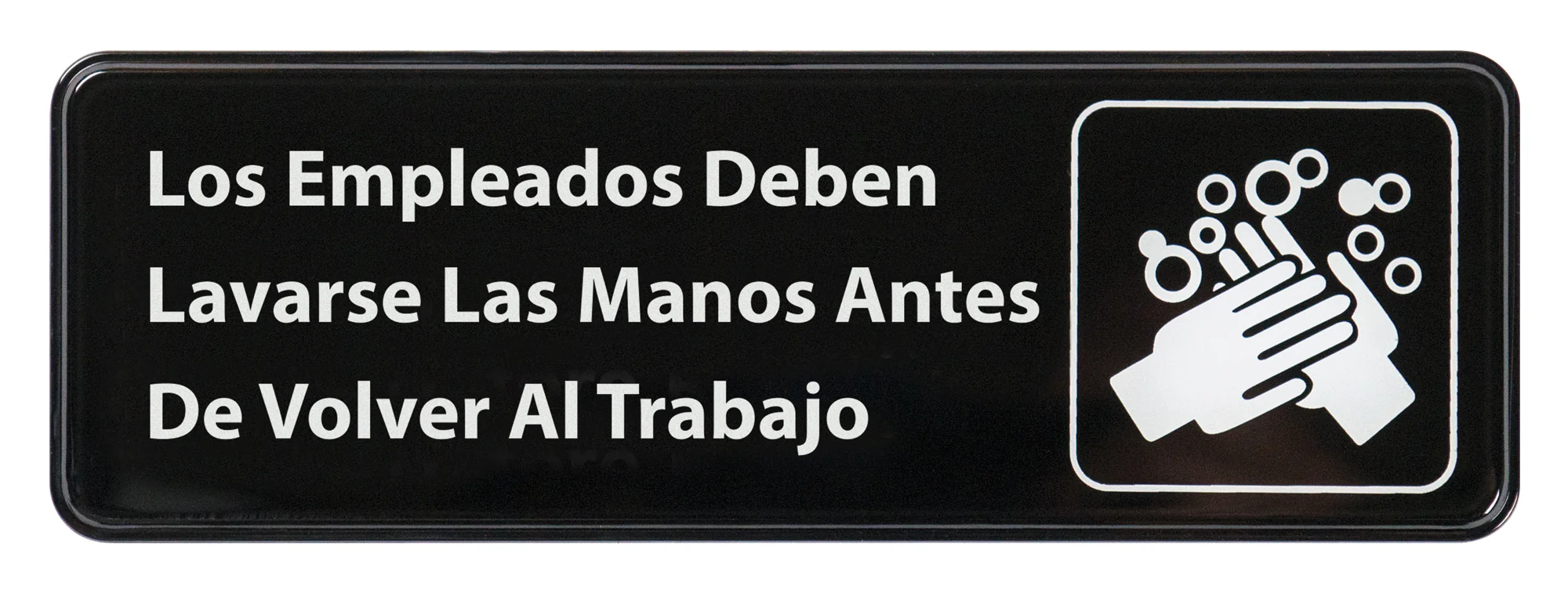 Winco SGN-360 9 Inch Hand Washing Sign with Symbol Plastic Black