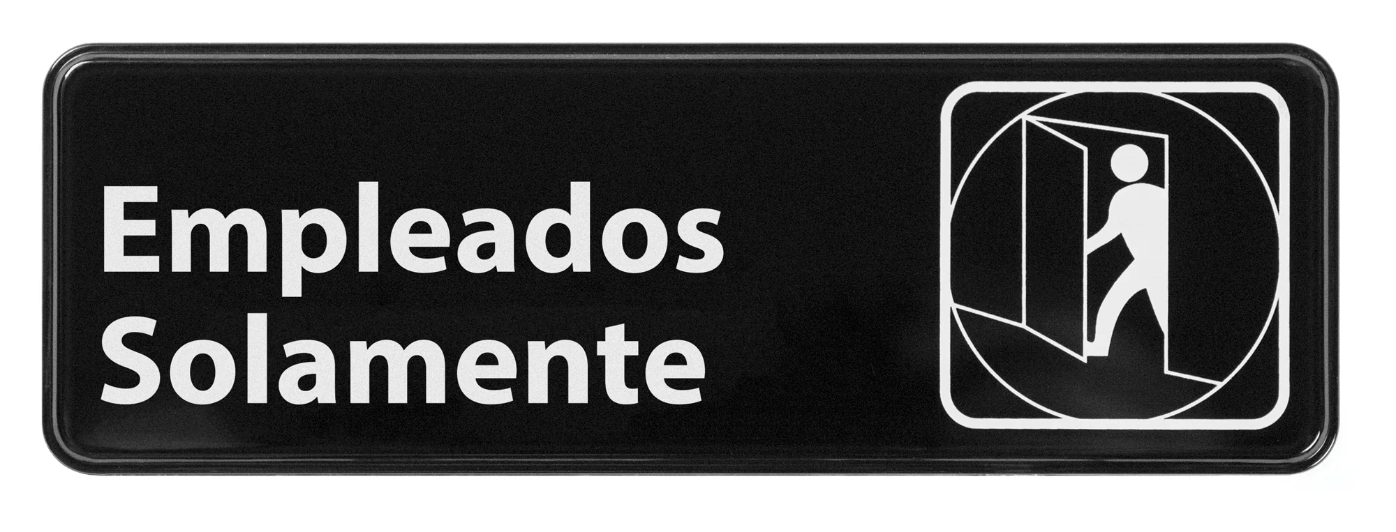 Winco SGN-361 9 Inch Sign Compliance Employees Only in Spanish Plastic Black