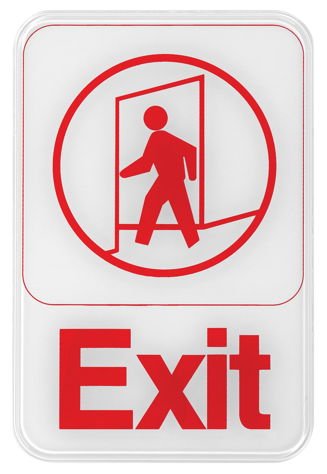 Winco SGN-681W 6 Inch Information Sign with "Exit" Symbol Red on White - Image 2