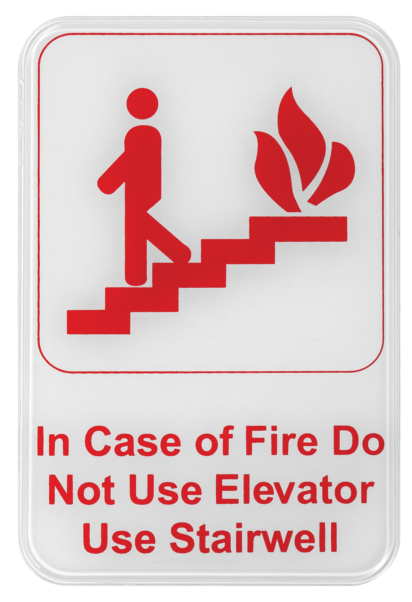 Winco SGN-683W 6 Inch Fire Safety Sign with Symbol Red Imprint on White - Image 2