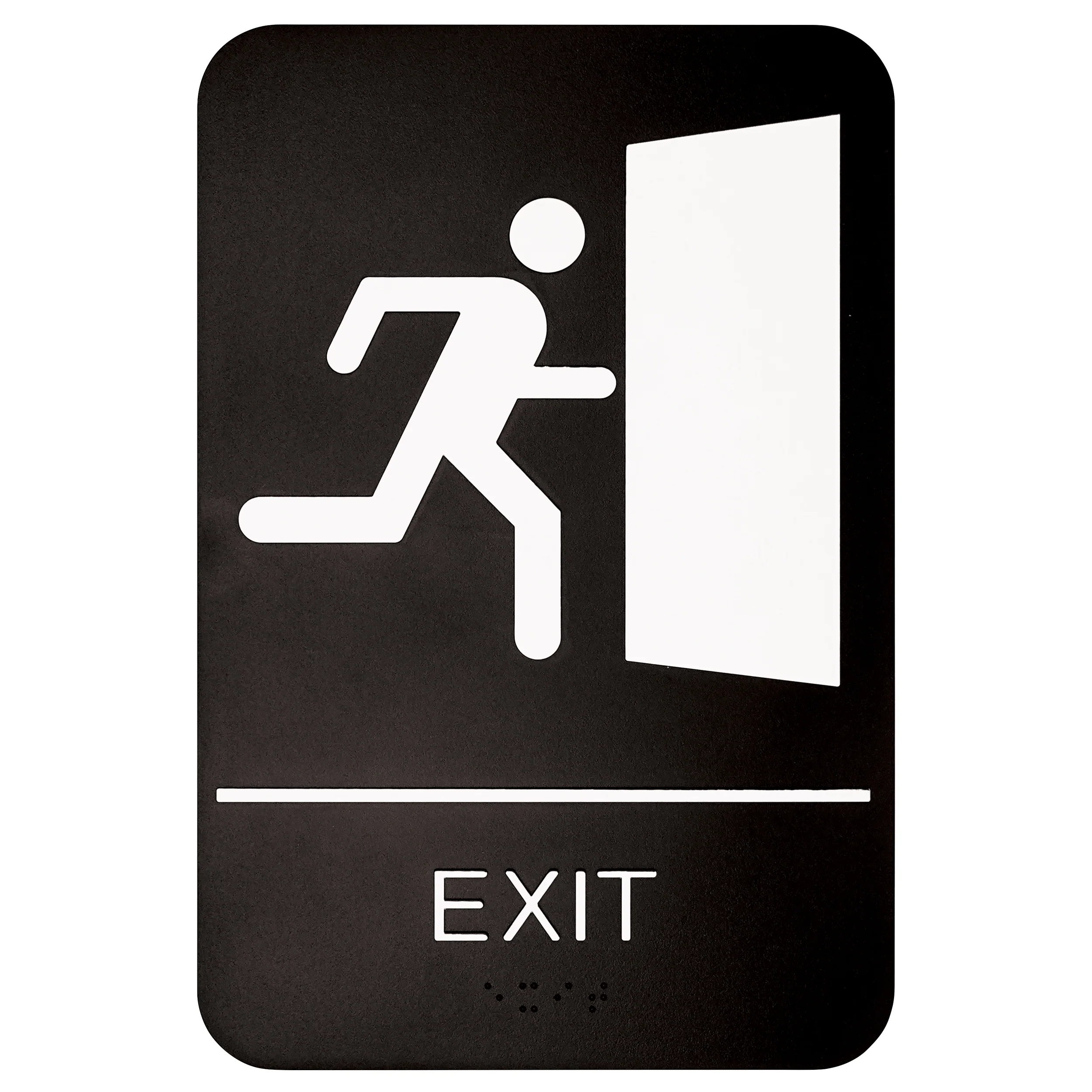 Winco SGNB-604 6 Inch Compliance Sign With Symbol Braille EXIT Black - Image 2