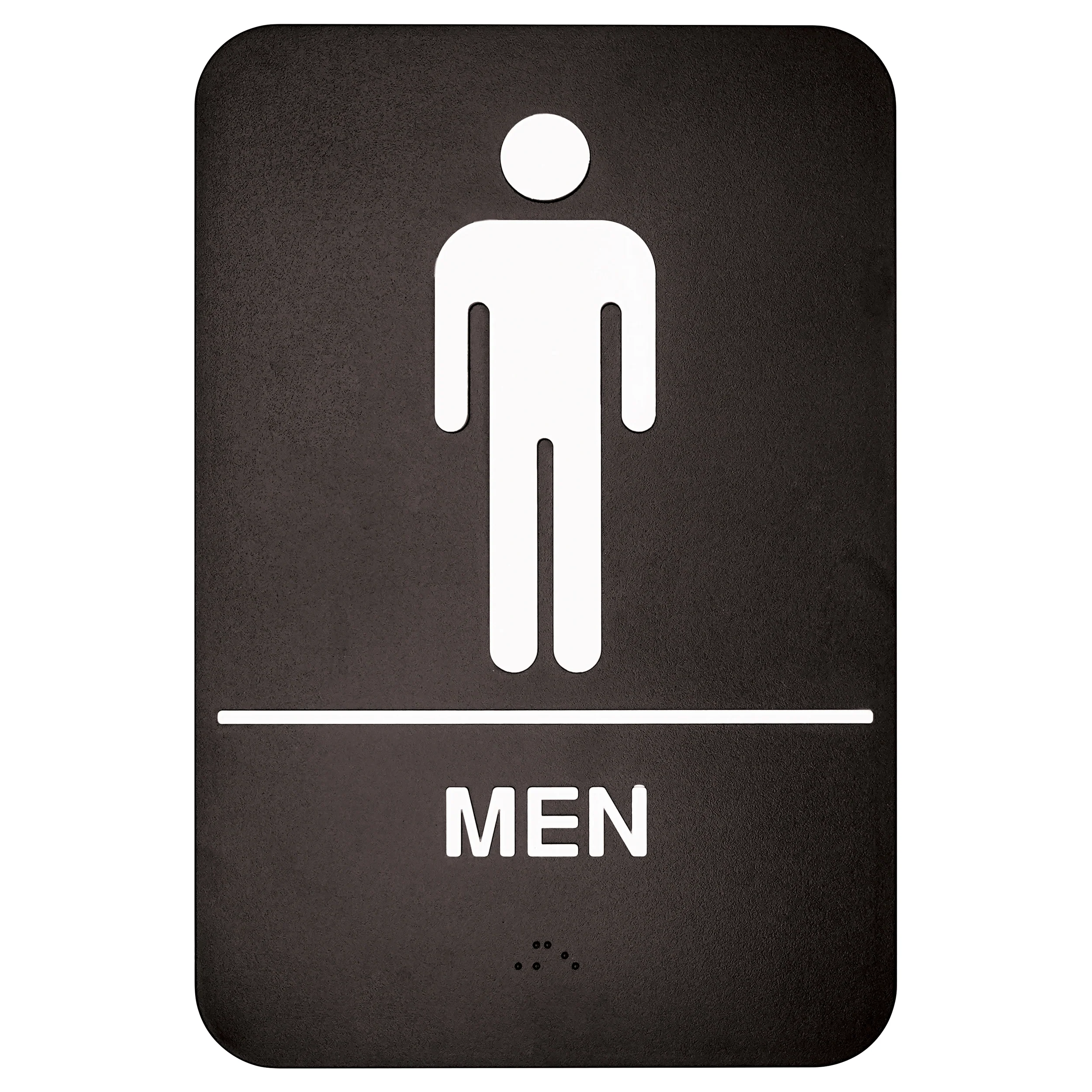 Winco SGNB-605 6 Inch Sign Braille Compliance White on Black MEN