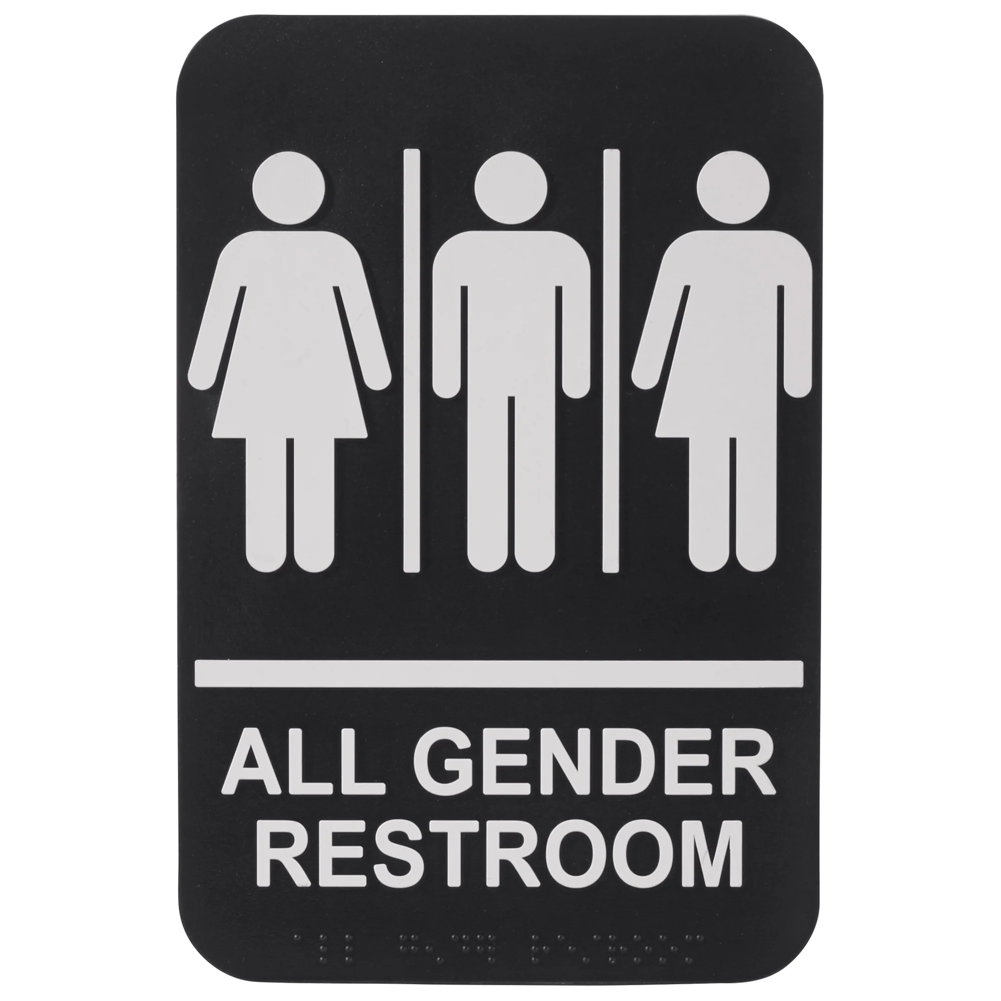 Winco SGNB-607 6 Inch Sign Compliance All GENDER Braille White Imprint Black