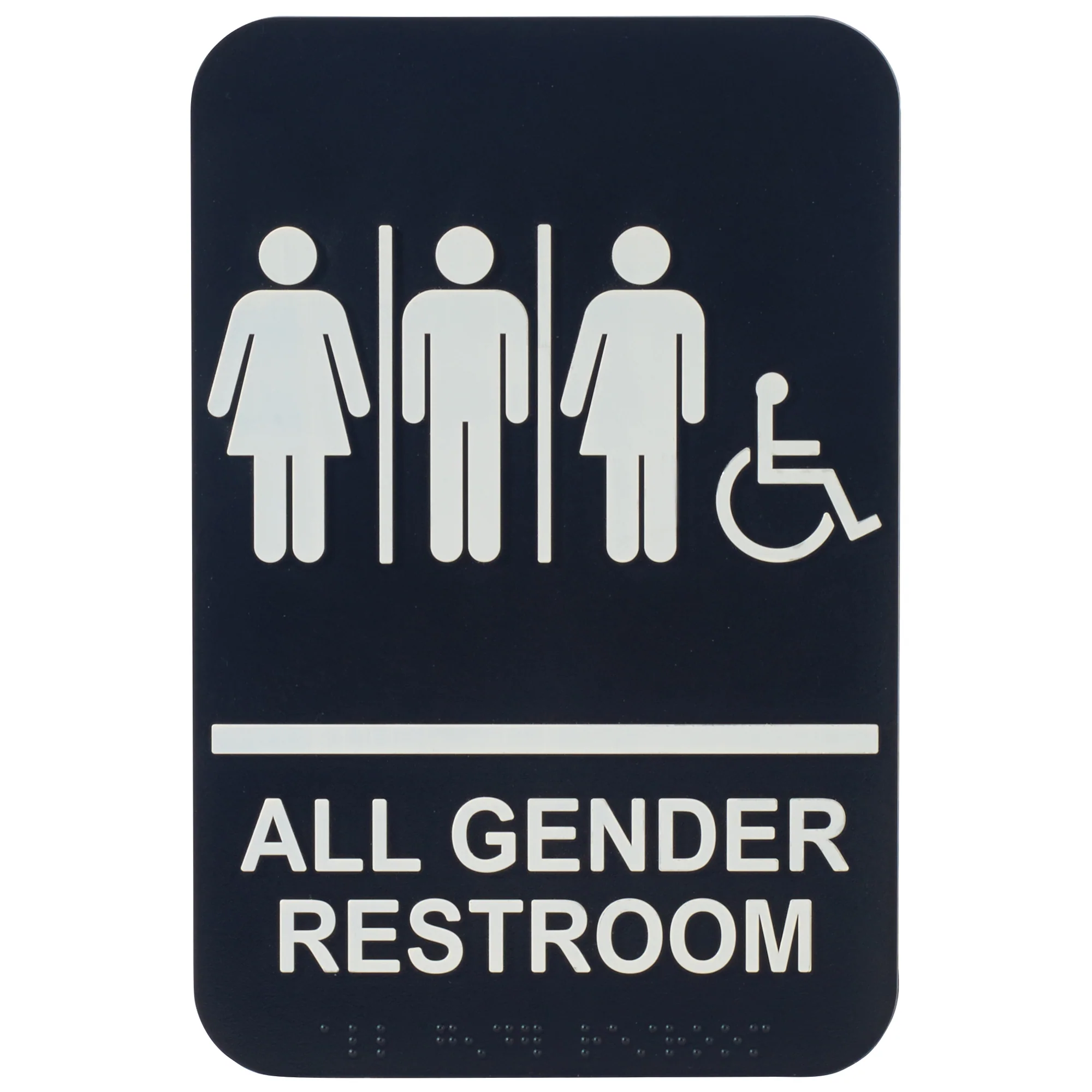 Winco SGNB-608 6 Inch Sign Compliance with Symbol All GENDER Accessible Black - Image 2