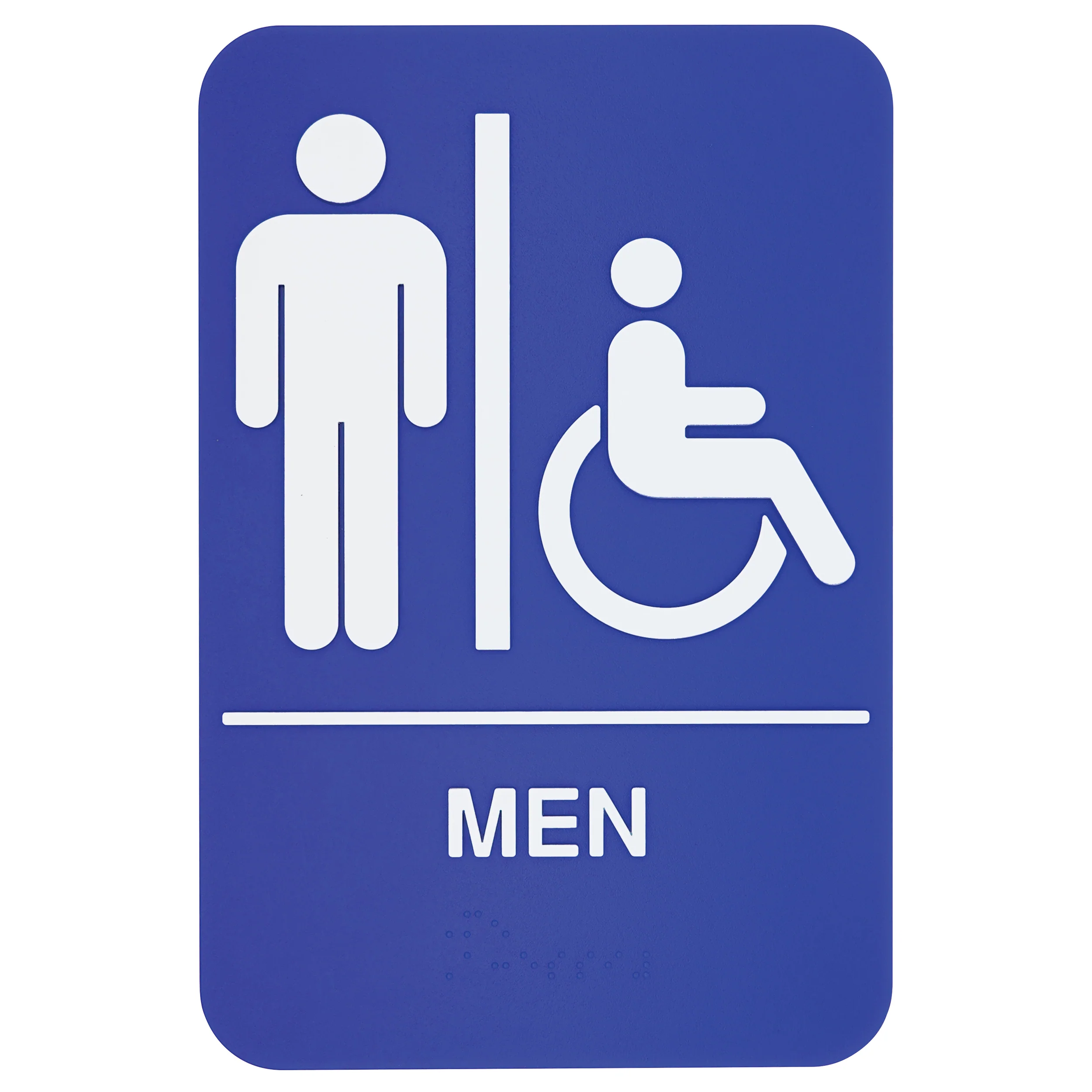 Winco SGNB-652B 6 Inch Sign Compliance Braille MEN Accessible White Blue - Image 2