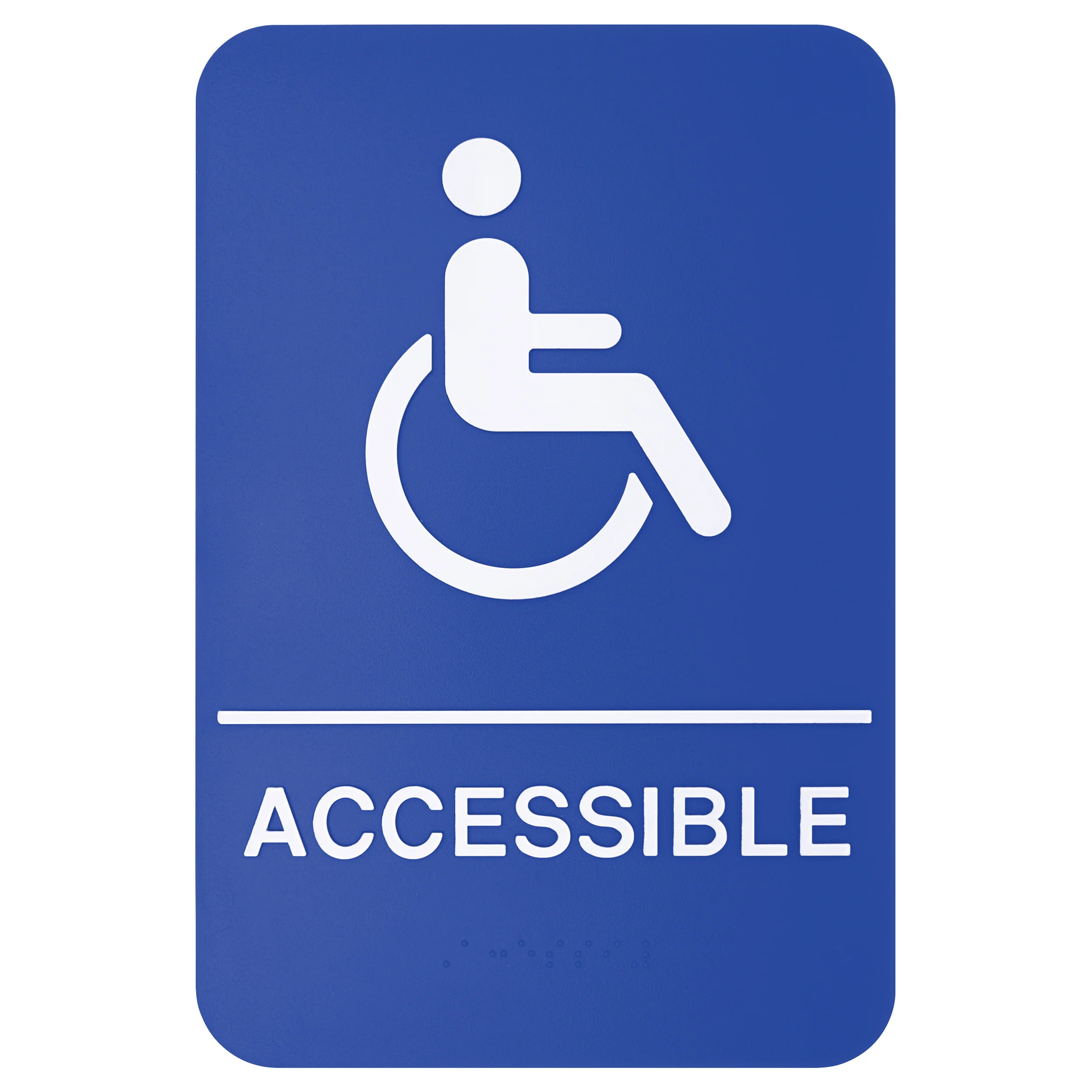 Winco SGNB-653B 6 Inch Sign Compliance with symbol Braille "ACCESSIBLE" blue - Image 2