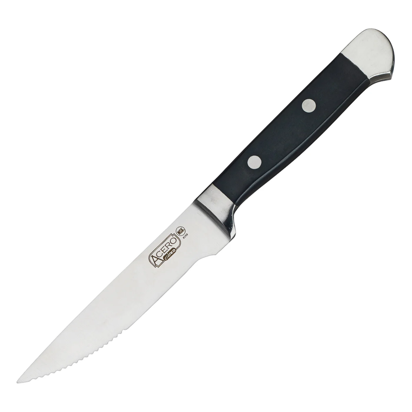 Winco SK-1 5 Inch Blade 11-7/8 Inch Overall Length Steak Knife Forged Stainless Steel Black POM Handle - Image 3