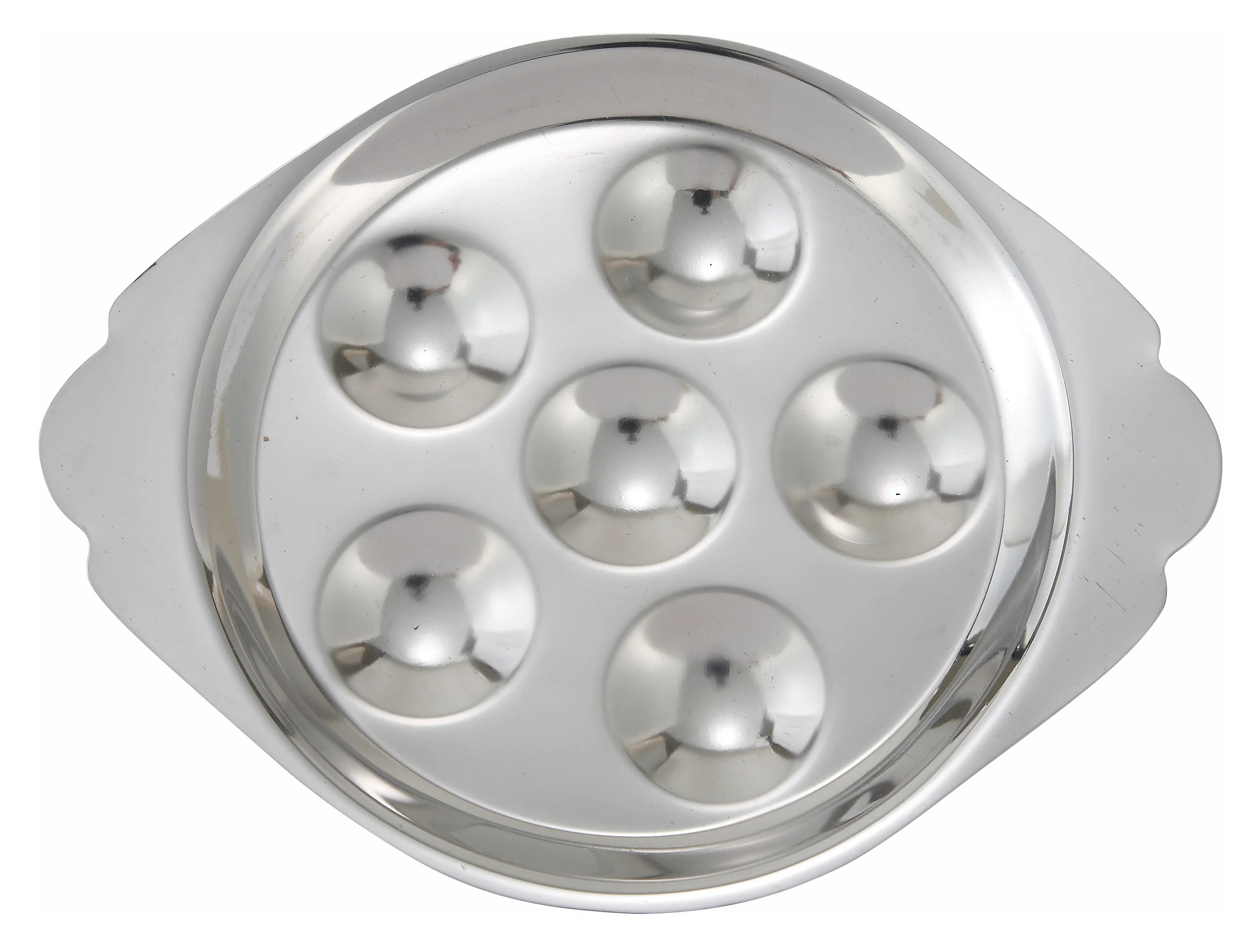 Winco SND-6 Stainless Steel Snail Dish 6-Hole with Precise Portioning - Image 2