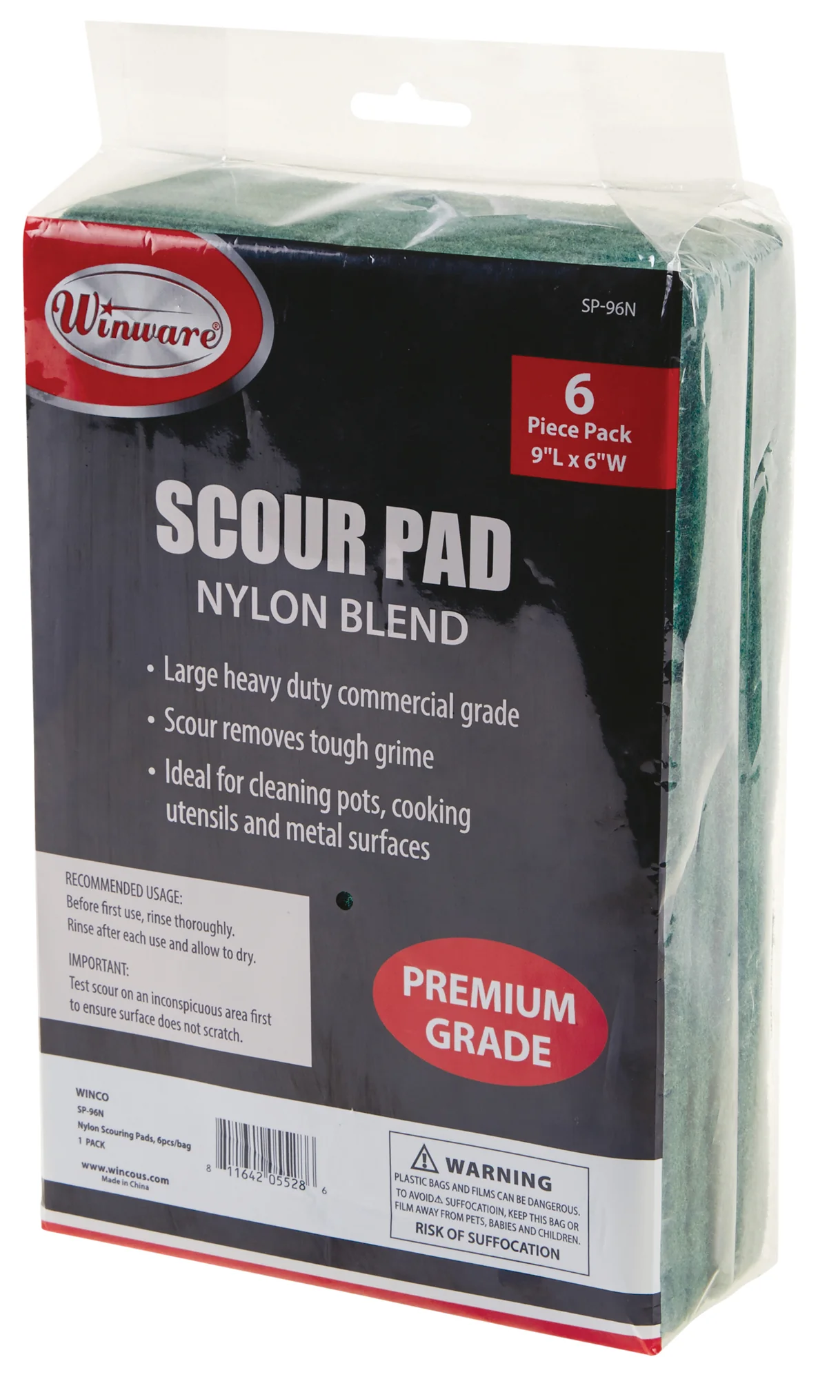 Winco SP-96N 6 Inch Nylon Scouring Pad with 6 Pieces per Pack - Image 2
