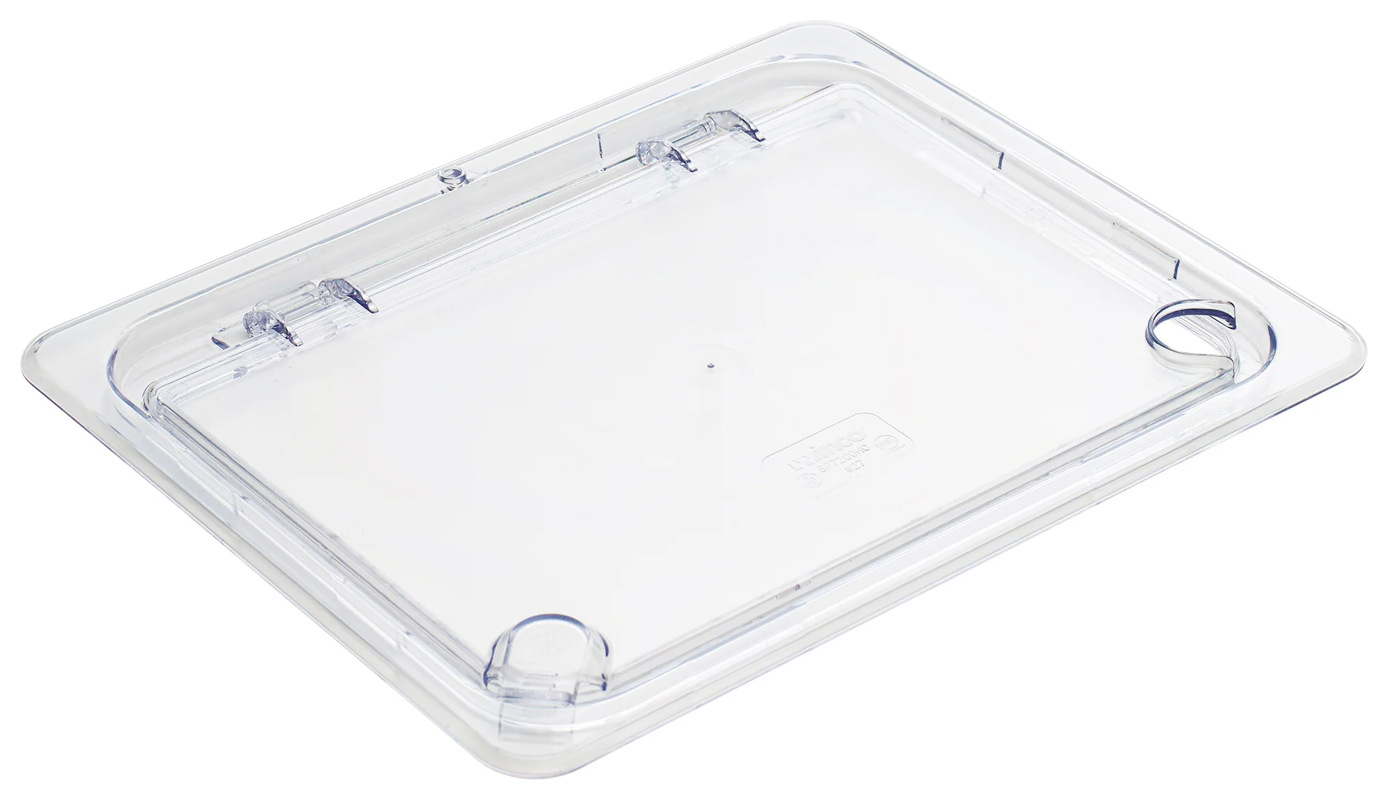 Winco SP7200H 1/2 Size Food Pan Cover Hinged Notched Polycarbonate Clear
