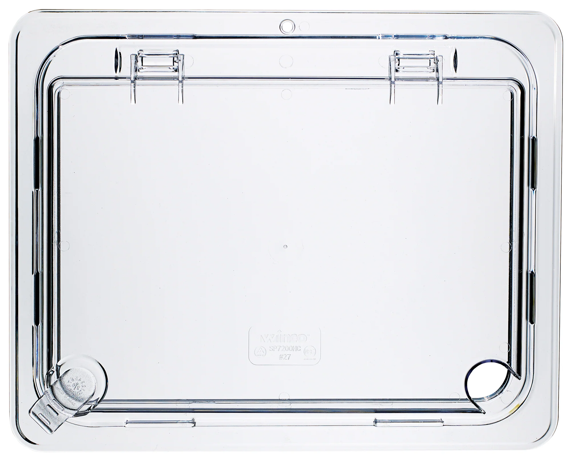 Winco SP7200H 1/2 Size Food Pan Cover Hinged Notched Polycarbonate Clear - Image 2