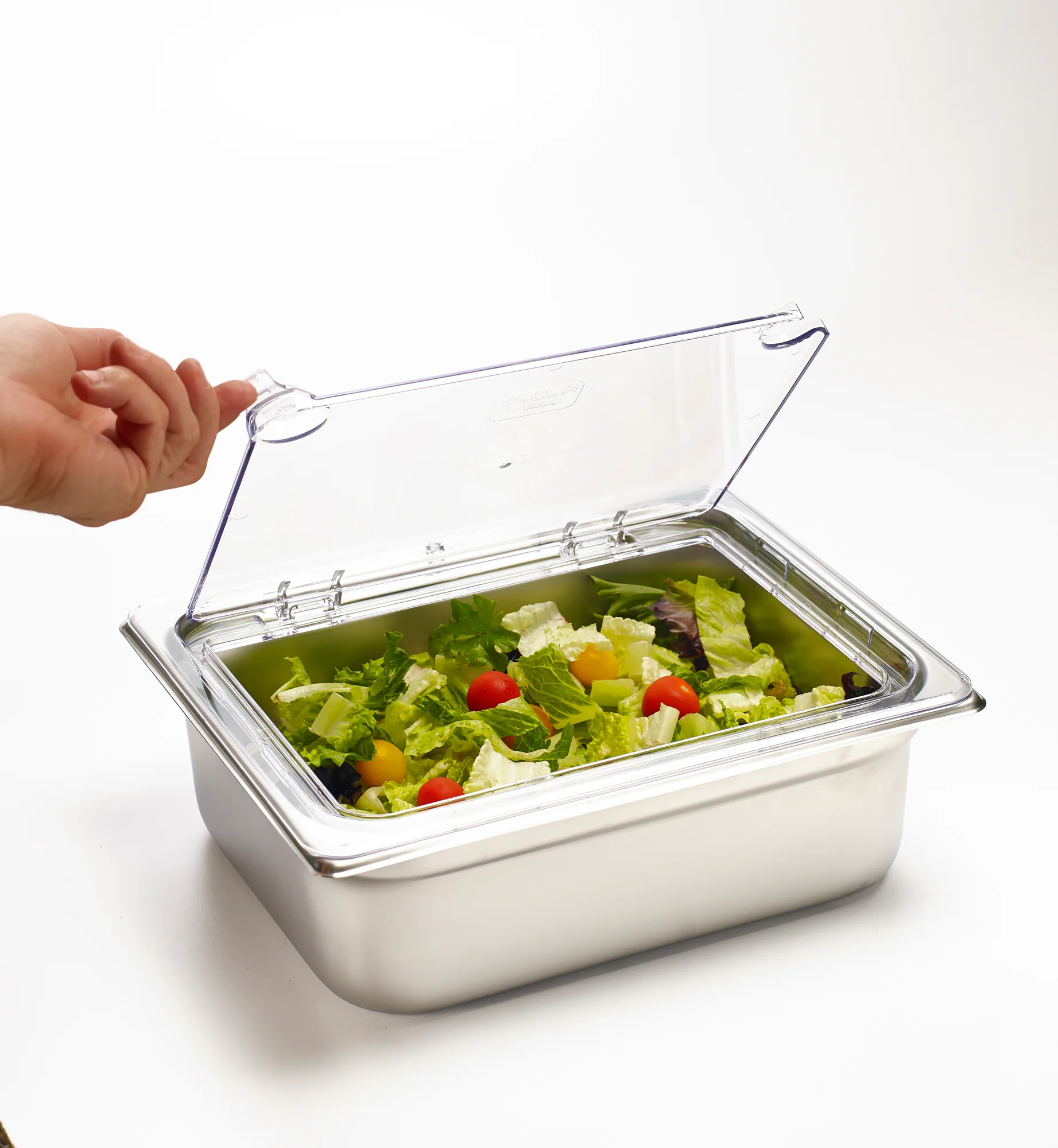 Winco SP7200H 1/2 Size Food Pan Cover Hinged Notched Polycarbonate Clear - Image 5
