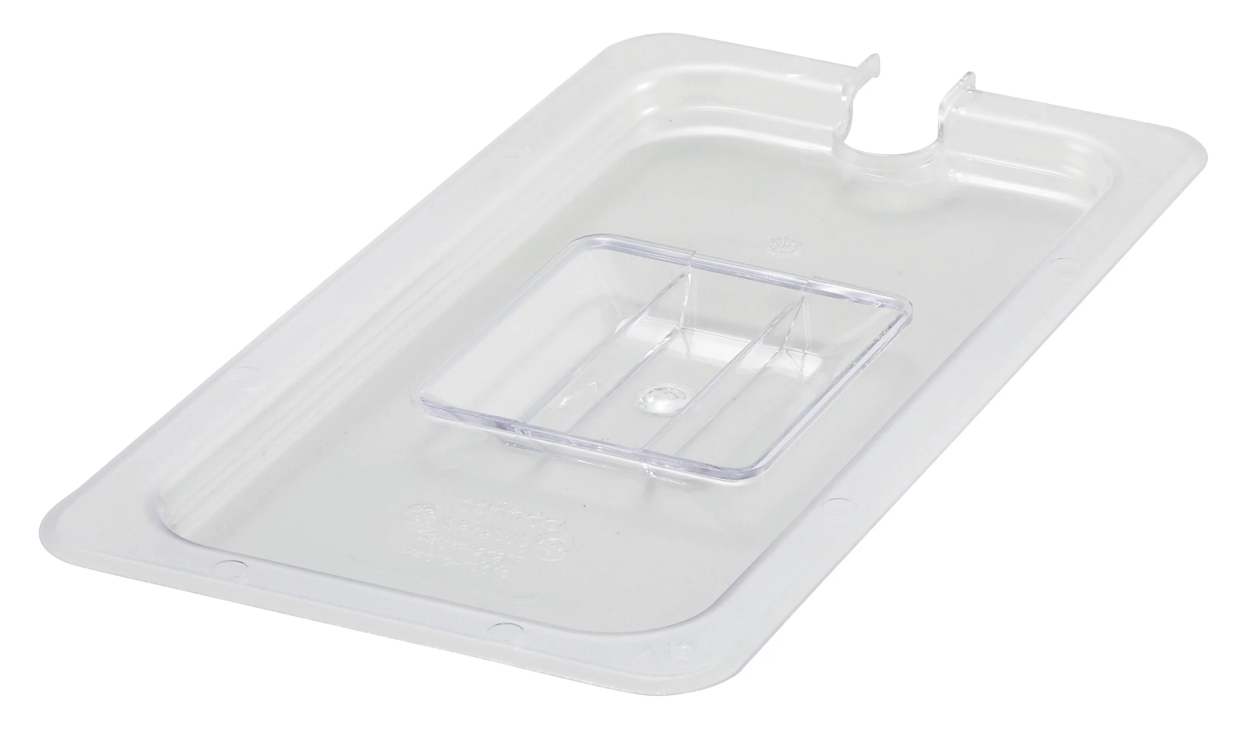Winco SP7300C 1/3 Size Slotted Food Pan Cover with Handle Polycarbonate Clear - Image 2