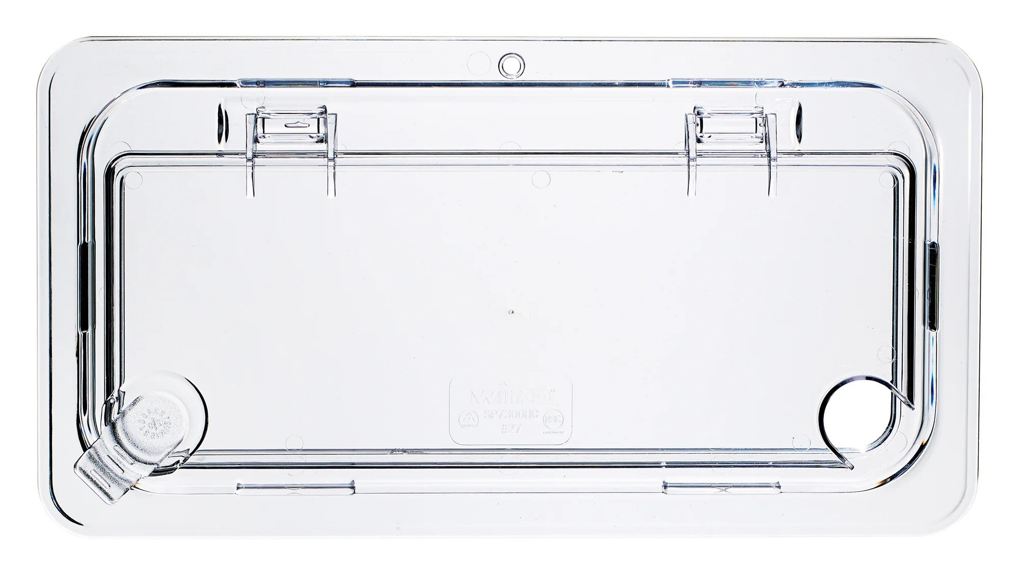Winco SP7300H 1/3 Size Hinged Food Pan Cover Notched Polycarbonate - Image 2