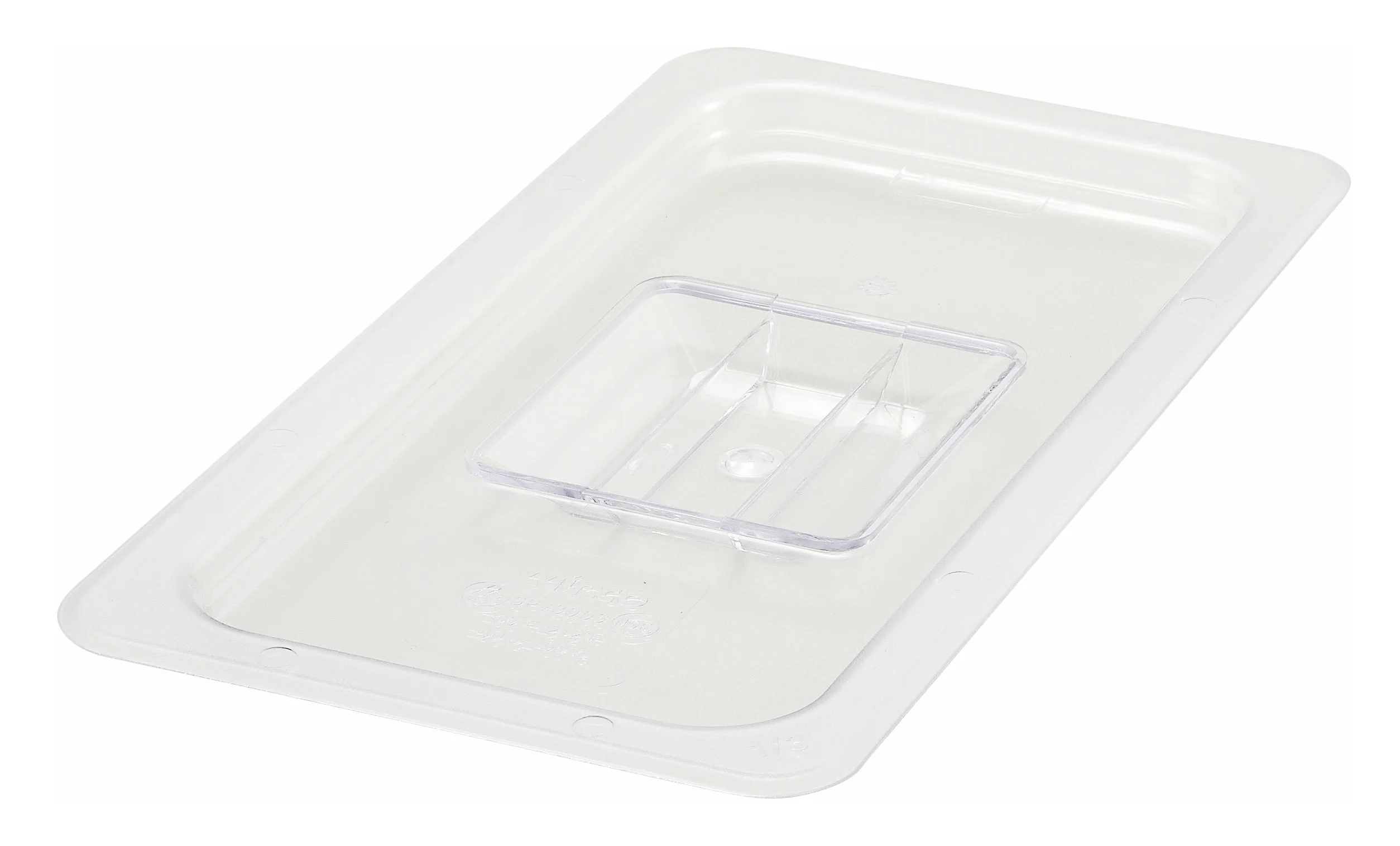 Winco SP7300S 1/3 Size Solid Food Pan Cover with Handle Clear Polycarbonate