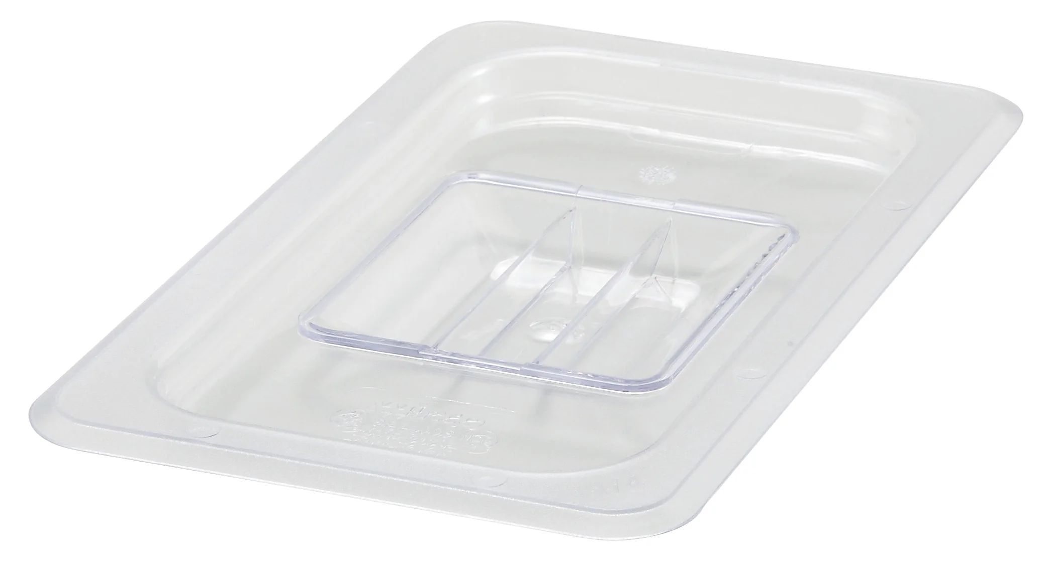 Winco SP7400S 1/4 Size Solid Food Pan Cover with Handle Polycarbonate Clear