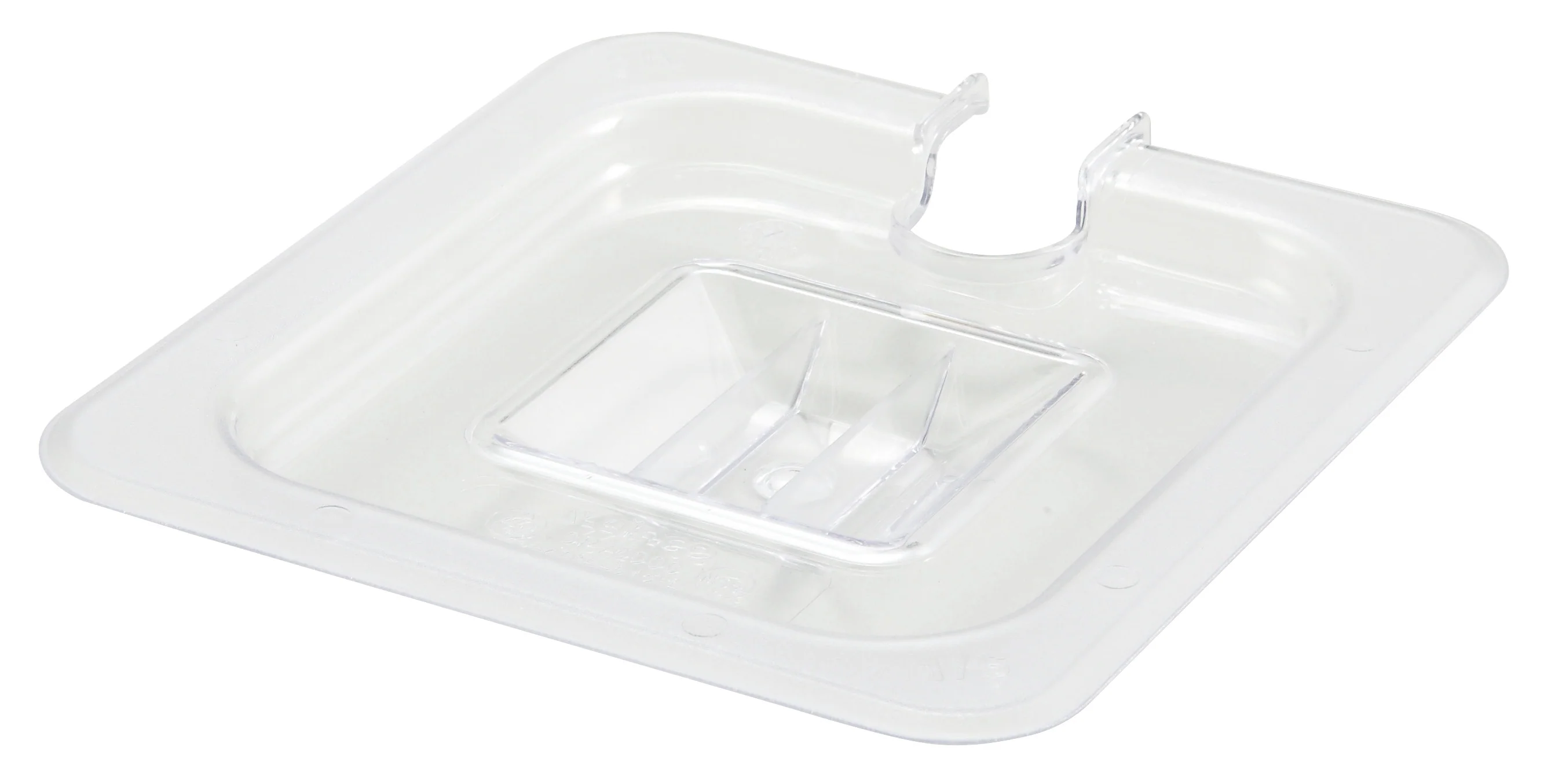 Winco SP7600C 1/6 Size Slotted Food Pan Cover with Handle Polycarbonate Clear