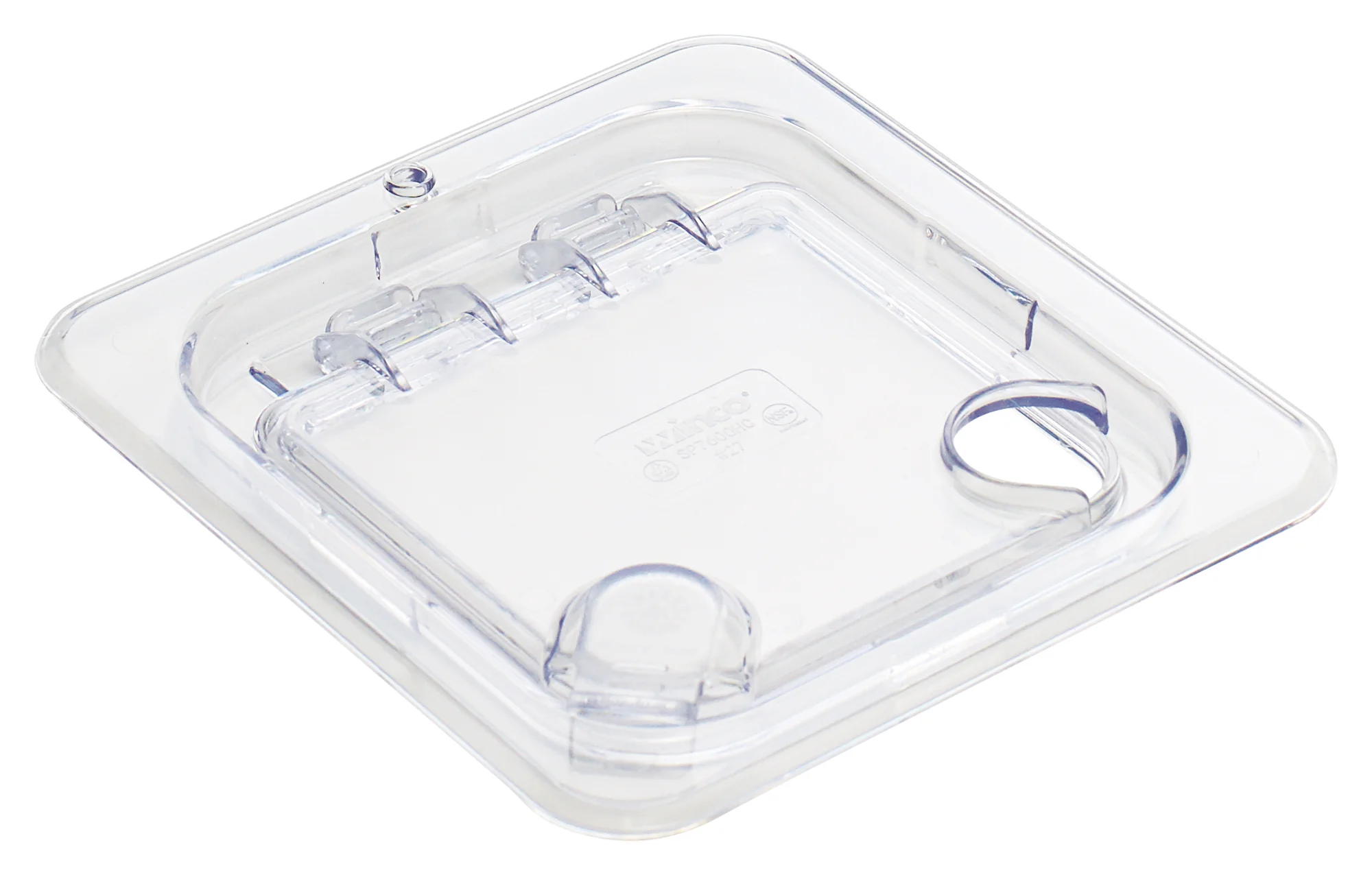 Winco SP7600H 1/6 Size Hinged Food Pan Cover Polycarbonate Clear