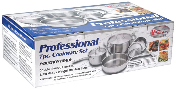 Winco SPC-7H 7 Quart Premium Induction Cookware Set with Riveted Handles - Image 2