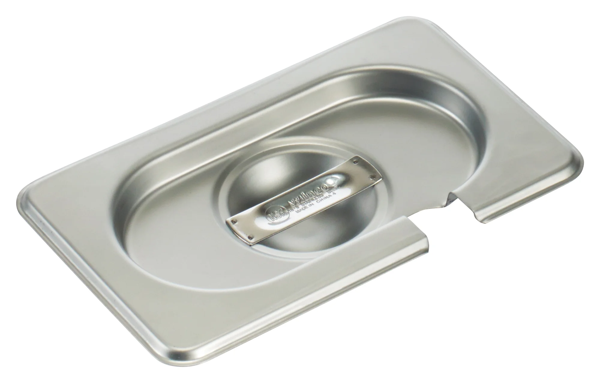 Winco SPCN-GN 1/9 GN Slotted Steam Table Pan Cover Stainless Steel with Handle - Image 2