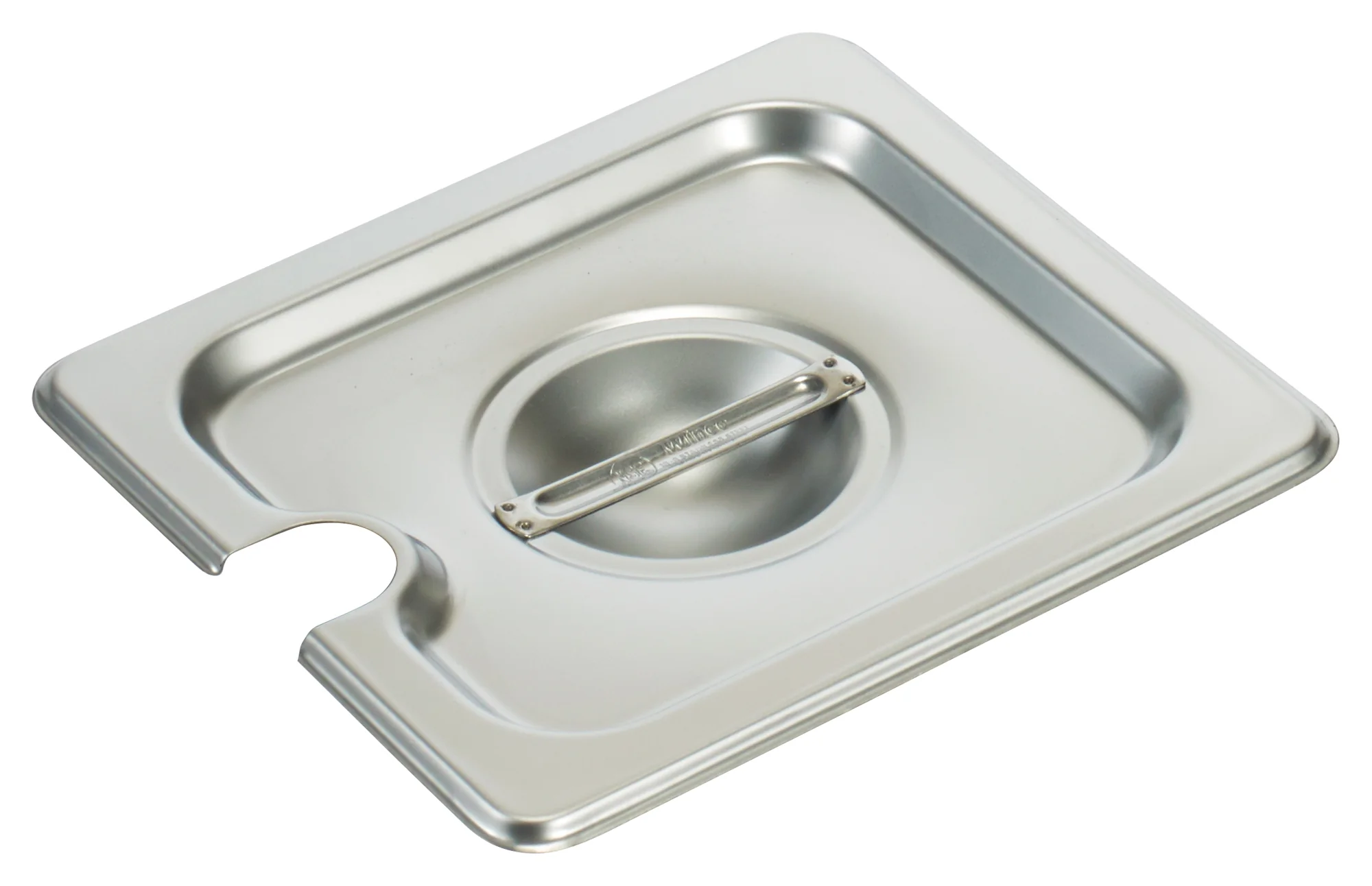 Winco SPCS 1/6 Size Slotted Steam Table Pan Cover with Handle Stainless Steel - Image 2